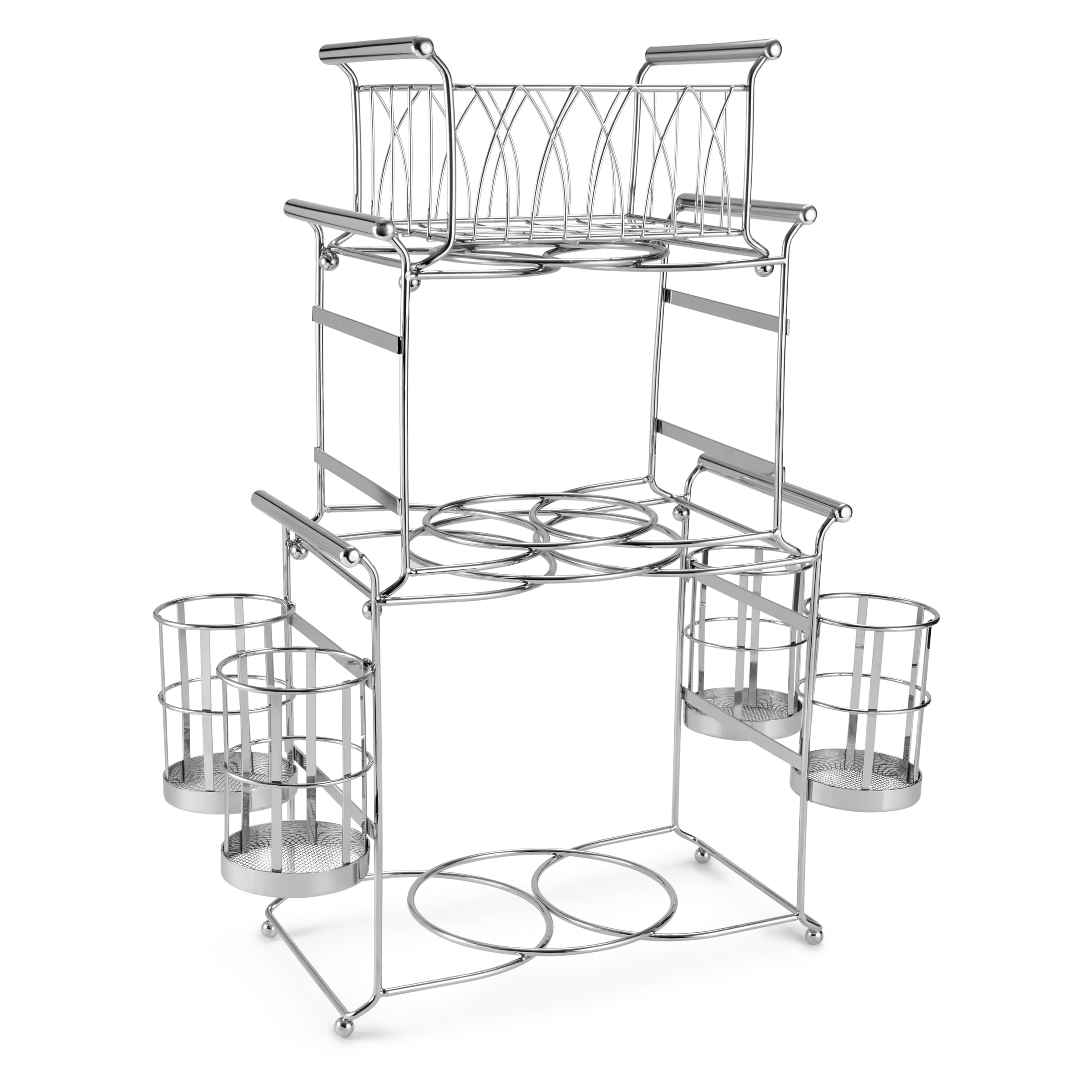 Sorbus Buffet Caddy — 7-Piece Stackable Set Includes Plate, Napkin, and Silverware Holder, 3-Tier Detachable Tabletop Organizer Ideal for Kitchen, Dining, Entertaining, Parties, Thanksgiving (Silver) - Image 8