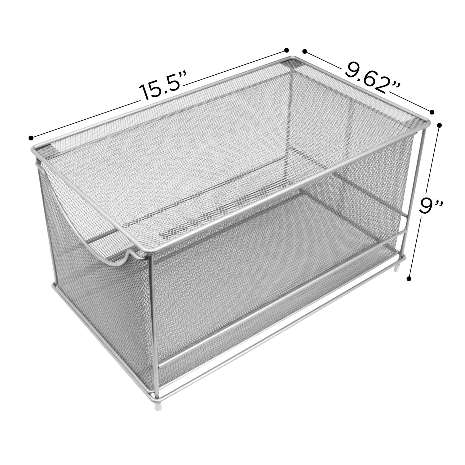 Sorbus® Cabinet Organizer Drawer with Cover—Mesh Storage Organizer w/Pull Out Drawers—Stackable, Ideal for Countertop, Cabinet, Pantry, Under the Sink, Desktop and More (Silver Bottom Drawer) - Image 3