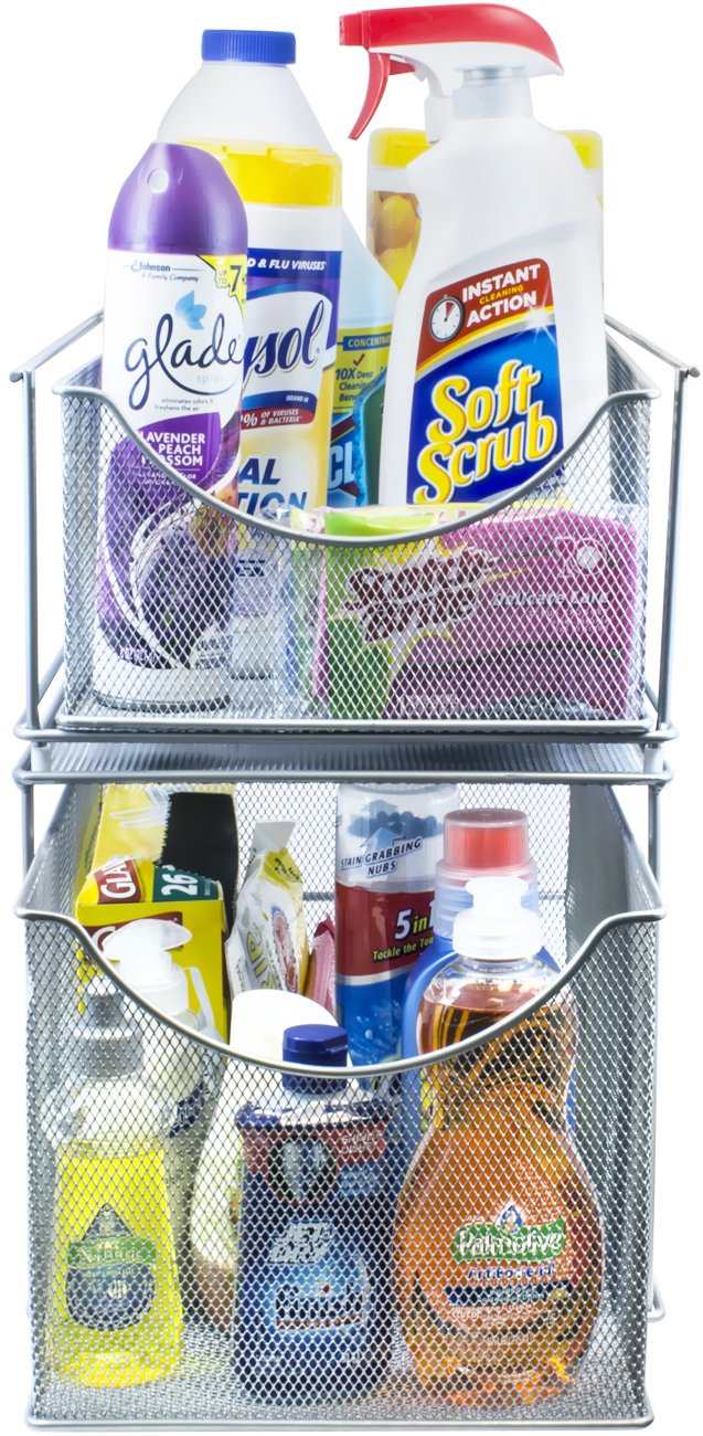 Sorbus® Cabinet Organizer Drawer with Cover—Mesh Storage Organizer w/Pull Out Drawers—Stackable, Ideal for Countertop, Cabinet, Pantry, Under the Sink, Desktop and More (Silver Bottom Drawer) - Image 4