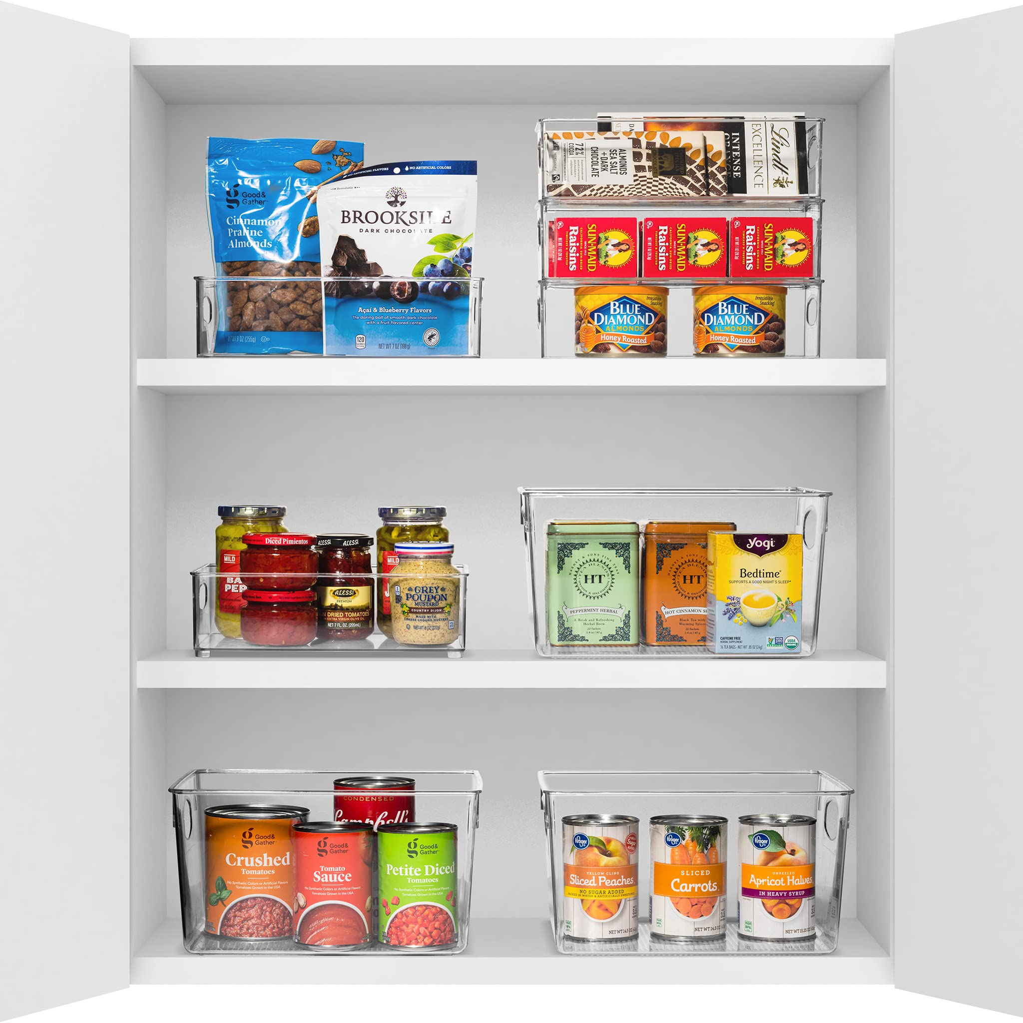 Sorbus Clear Plastic Fridge Organizer Bins, Versatile Kitchen, Cabinet, Food Pantry, Bathroom, Refrigerator Organization & Storage, Set of 10 Container Holders with Handles (4 Large 2 Medium 4 Small) - Image 3