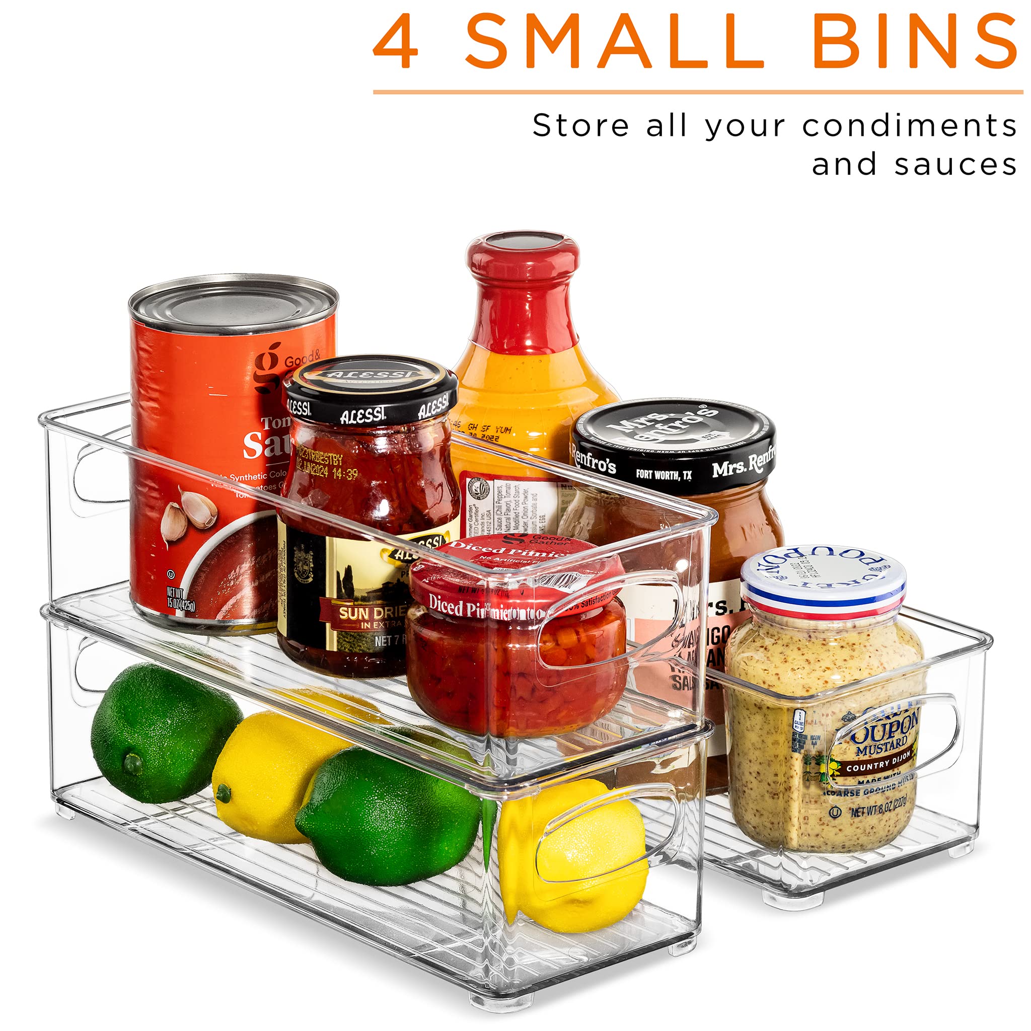 Sorbus Clear Plastic Fridge Organizer Bins, Versatile Kitchen, Cabinet, Food Pantry, Bathroom, Refrigerator Organization & Storage, Set of 10 Container Holders with Handles (4 Large 2 Medium 4 Small) - Image 5