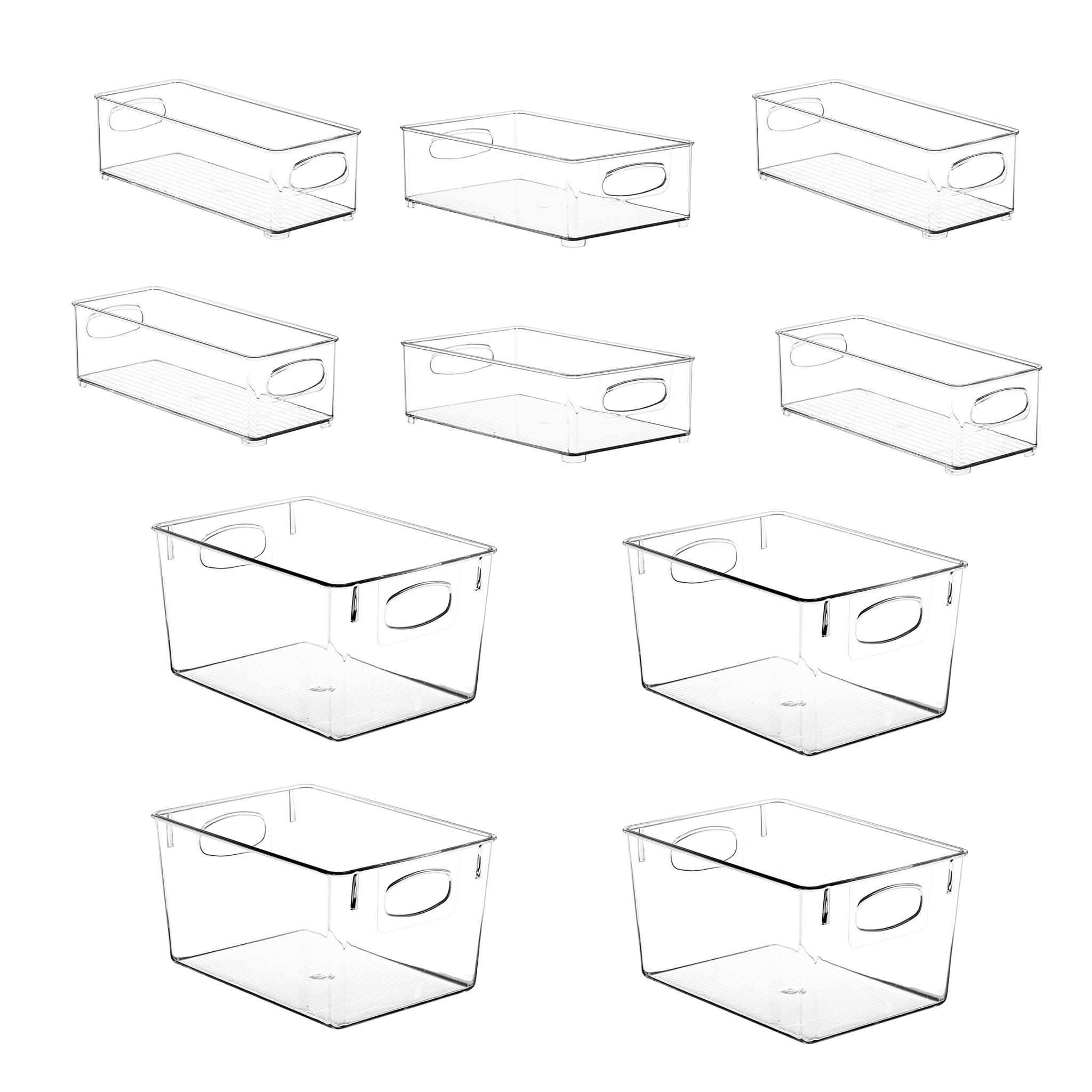 Sorbus Clear Plastic Fridge Organizer Bins, Versatile Kitchen, Cabinet, Food Pantry, Bathroom, Refrigerator Organization & Storage, Set of 10 Container Holders with Handles (4 Large 2 Medium 4 Small) - Image 7
