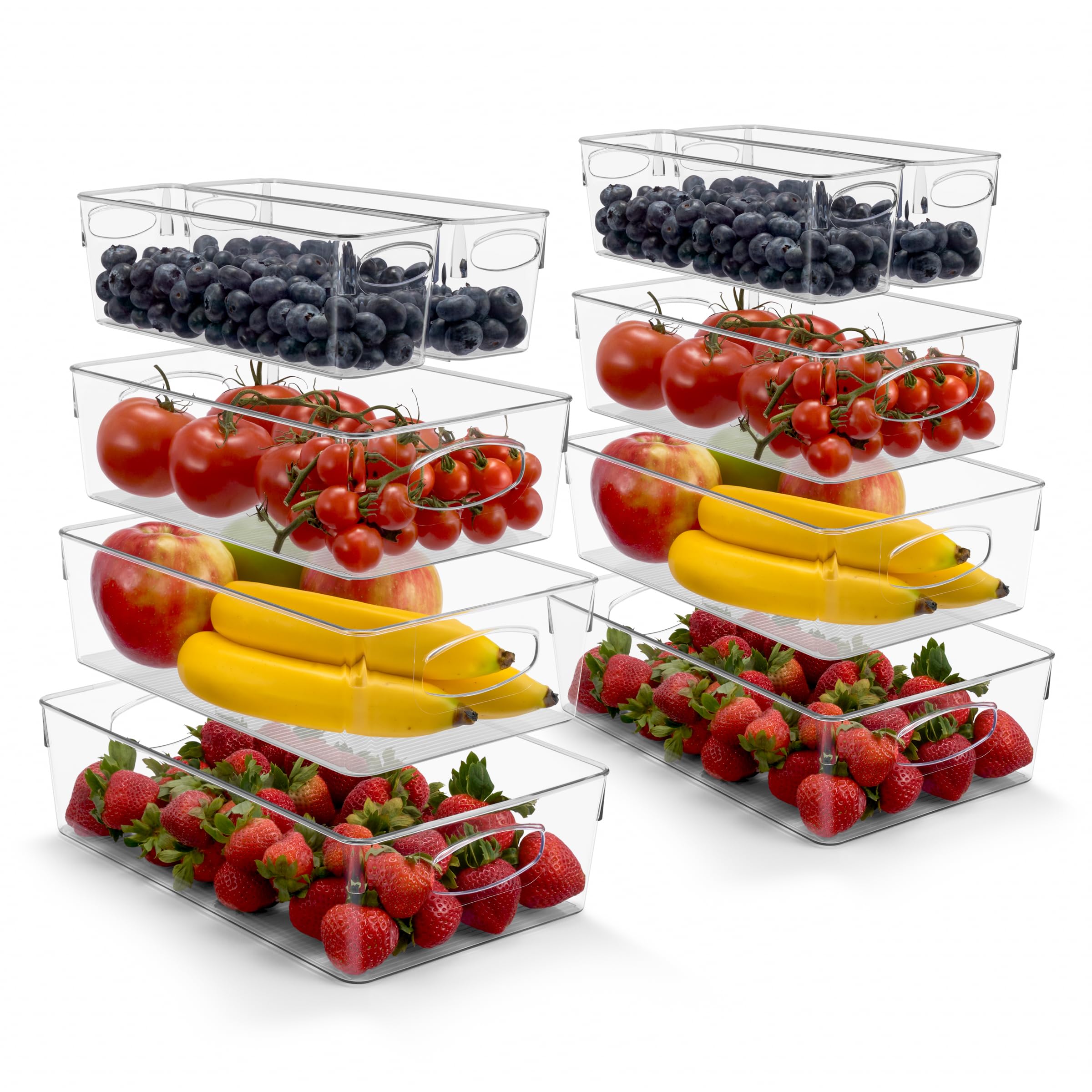 Sorbus Clear Plastic Organizing Bins 10-Pack, Clear Bins, Refrigerator & Pantry Organizer