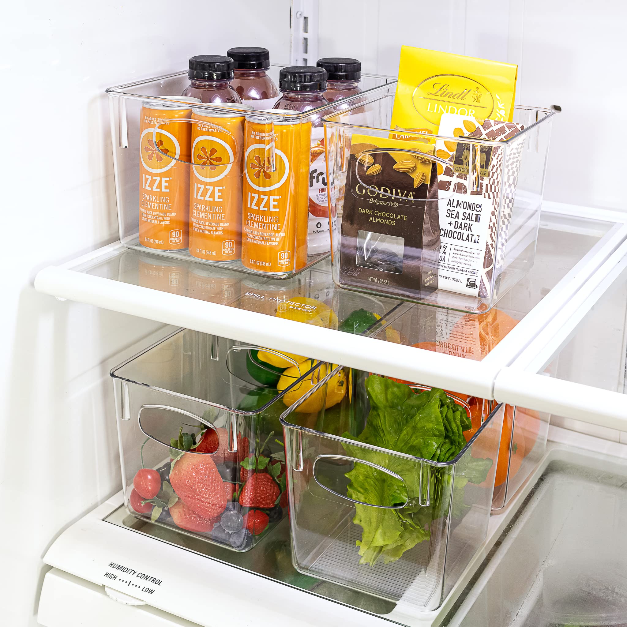 Sorbus Clear Plastic Storage Bins - Fridge Organization and Storage Solution, Acrylic Kitchen Cabinet and Pantry Organizer, Fridge Organizer Bins in 3 Sizes (6 Pack: 2 Small, 2 Medium, 2 Large) - Image 4