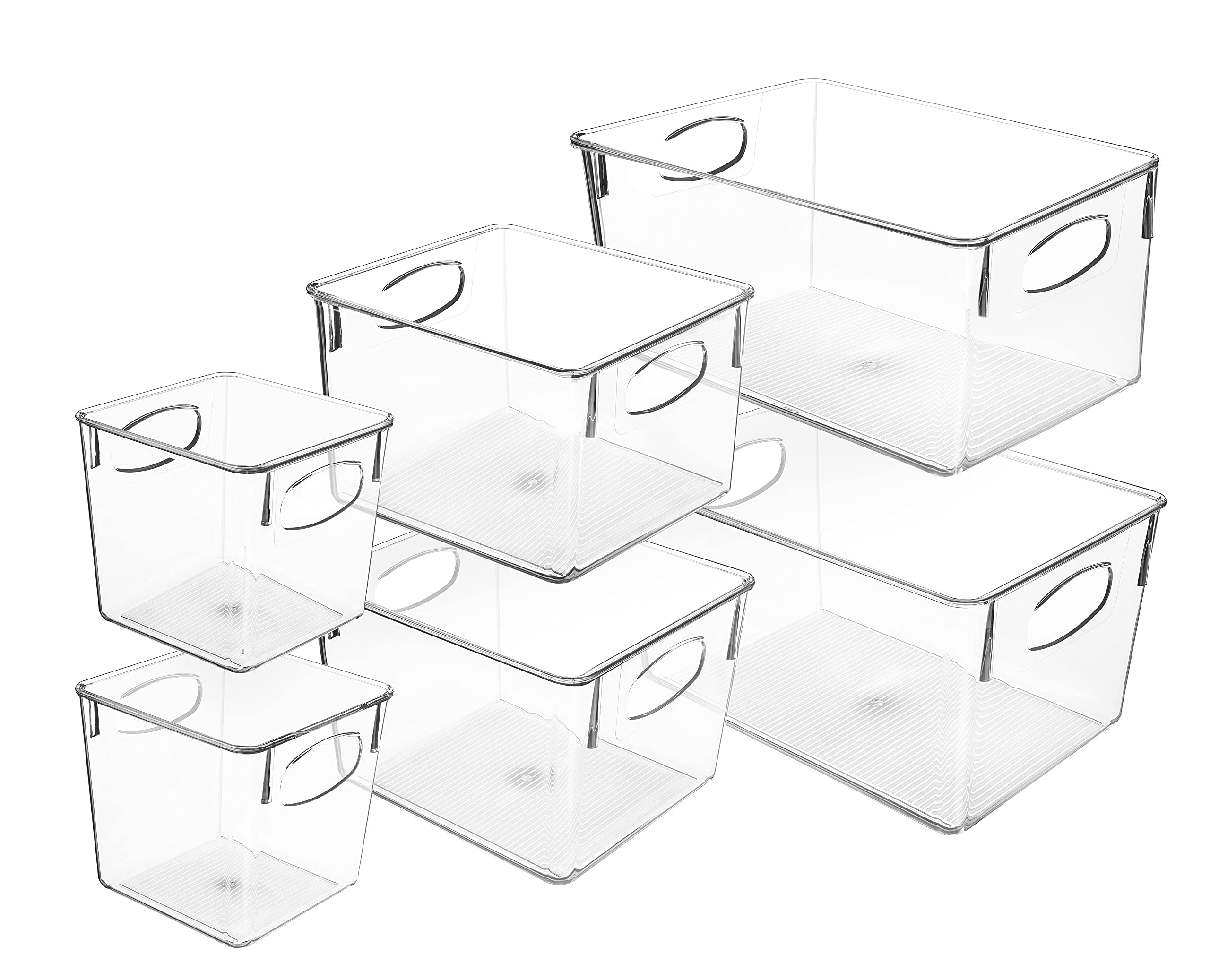 Sorbus Clear Plastic Storage Bins - Fridge Organization and Storage Solution, Acrylic Kitchen Cabinet and Pantry Organizer, Fridge Organizer Bins in 3 Sizes (6 Pack: 2 Small, 2 Medium, 2 Large) - Image 6