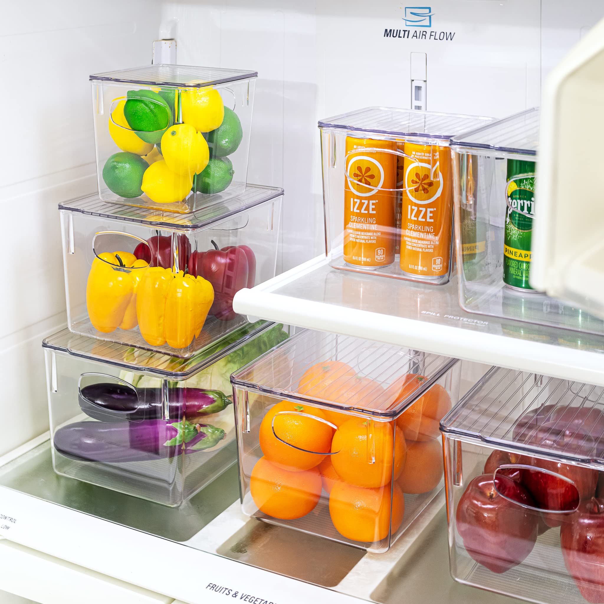 Sorbus Clear Plastic Storage Bins with Lids - for Kitchen Organization, Pantry Organizers and Storage, Fridge Organizer, Cabinet Organizer, Refrigerator Organizer Bins - Clear Storage Bins (6 pack) - Image 4