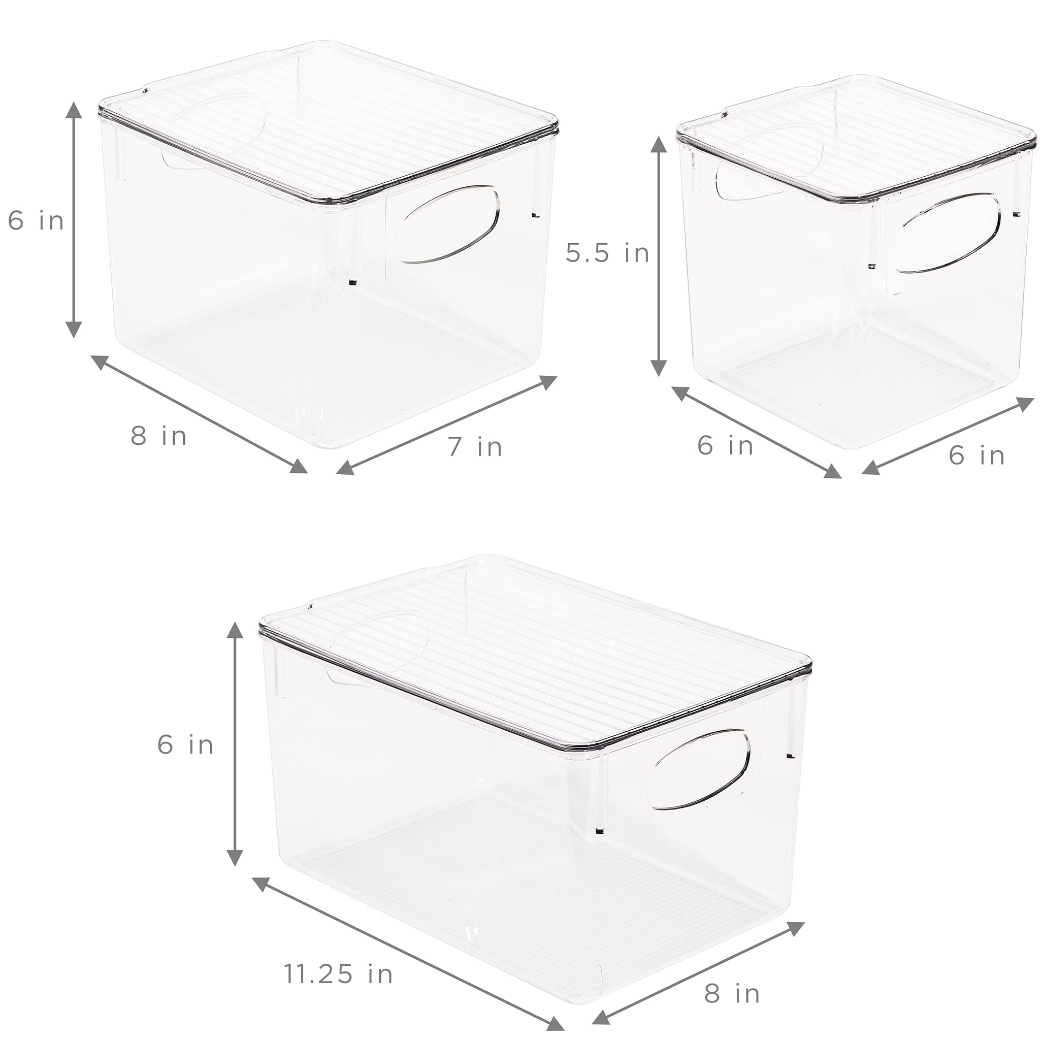 Sorbus Clear Plastic Storage Bins with Lids - for Kitchen Organization, Pantry Organizers and Storage, Fridge Organizer, Cabinet Organizer, Refrigerator Organizer Bins - Clear Storage Bins (6 pack) - Image 5