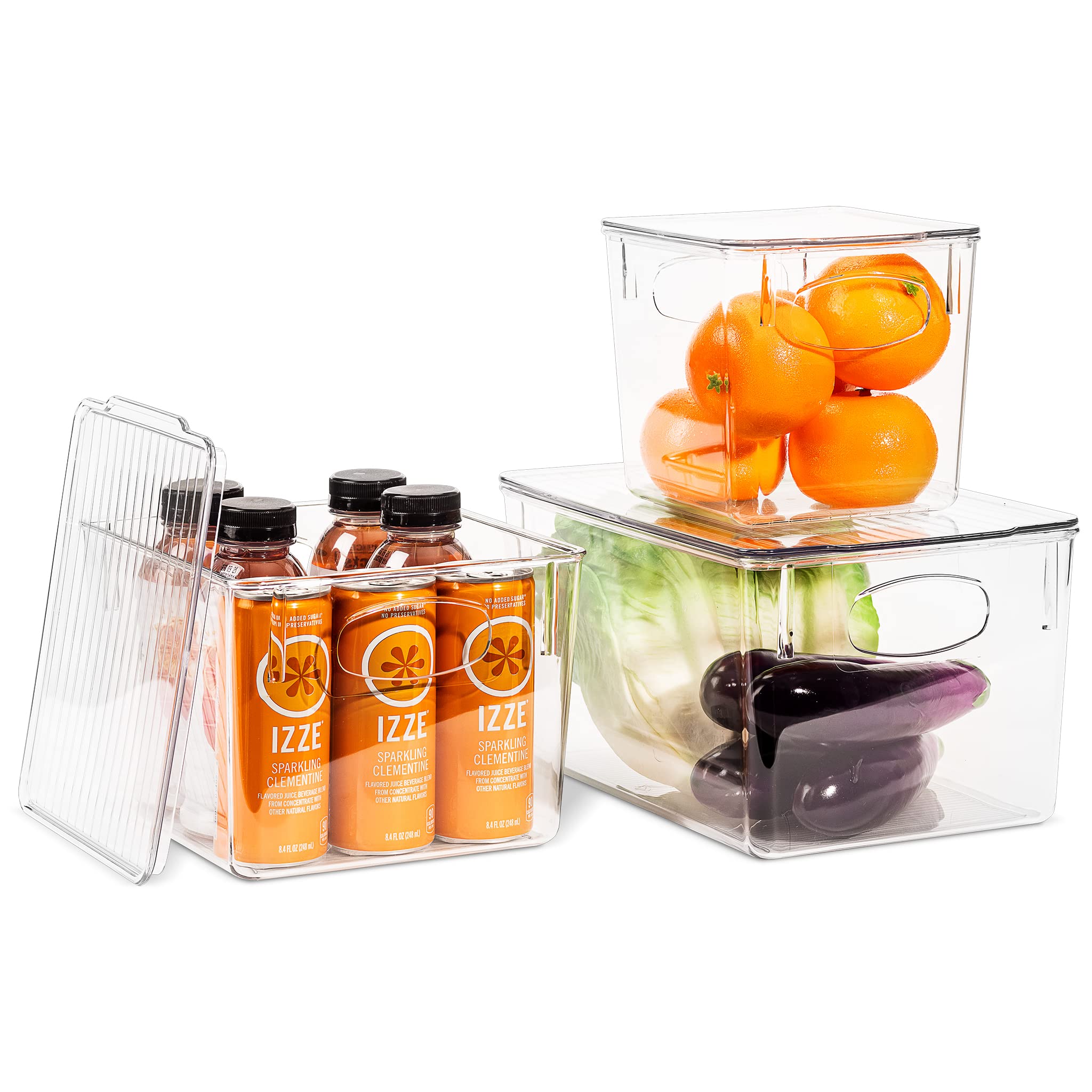 Sorbus Clear Plastic Storage Bins with Lids - for Kitchen Organization, Pantry Organizers and Storage, Fridge Organizer, Cabinet Organizer, Refrigerator Organizer Bins - Clear Storage Bins (6 pack) - Image 7