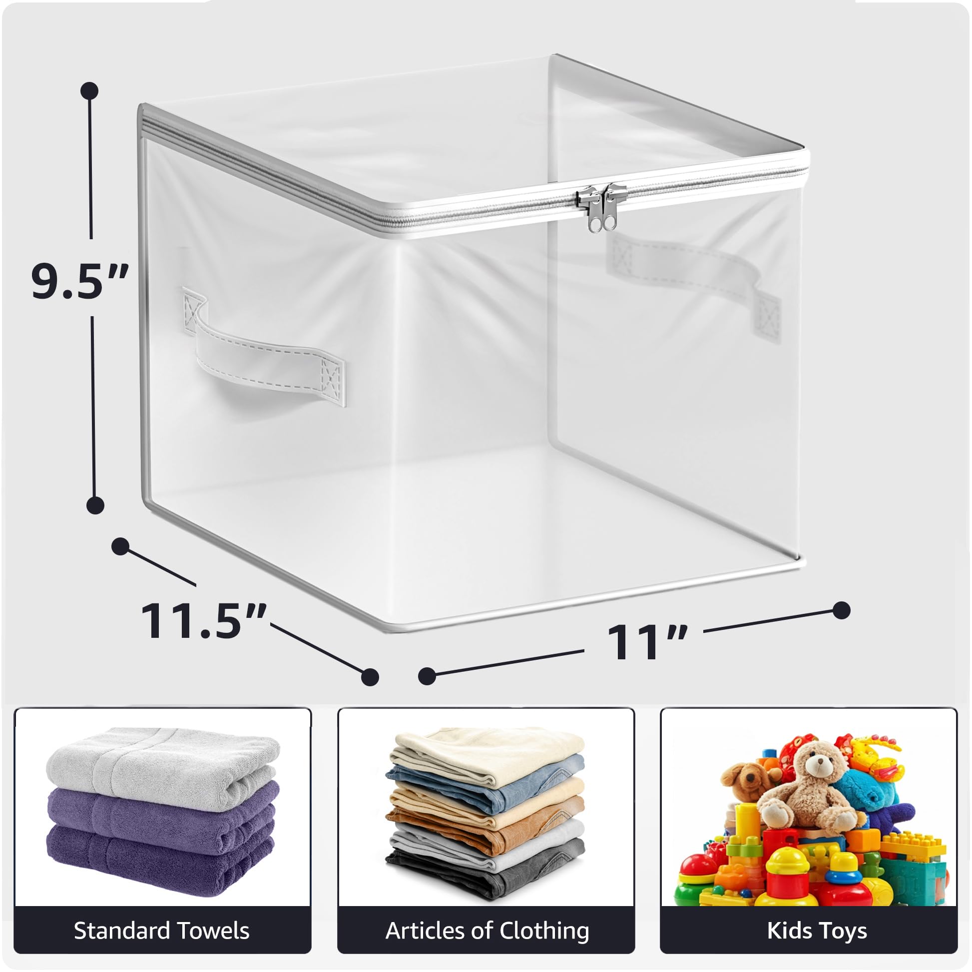 Sorbus clear Storage Bag - Foldable Large Plastic Bags with Zipper & Carry Handles, Great for Clothes, Blankets, Closets, Bedrooms, and more (6 Pack) - Image 3