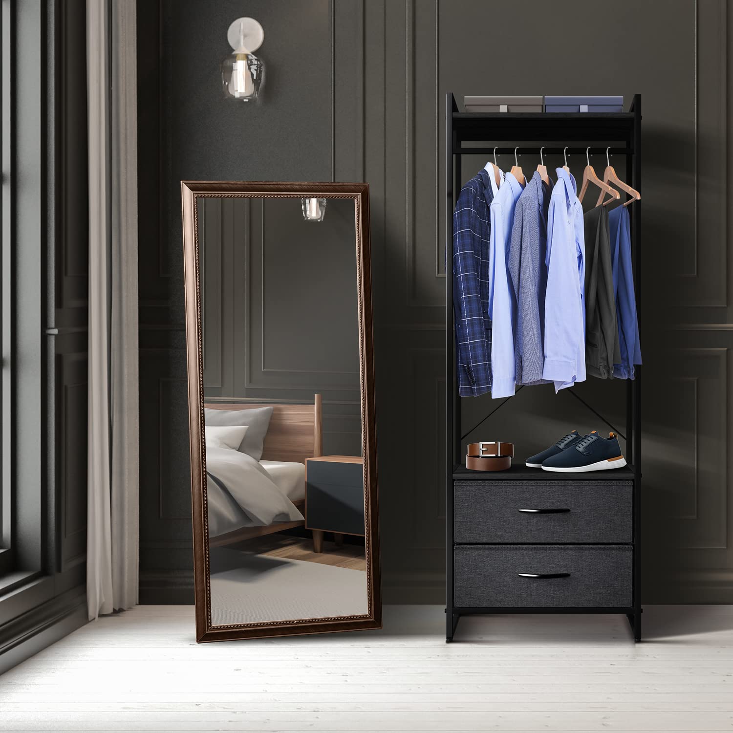 Sorbus Clothing Rack with Drawers - Clothes Stand Dresser - Wood Top, Steel Frame, & Fabric Drawers - Tall Closet Storage Organizer - Garment Rack for Hanging Shirts, Dresses, & Jackets - Image 5