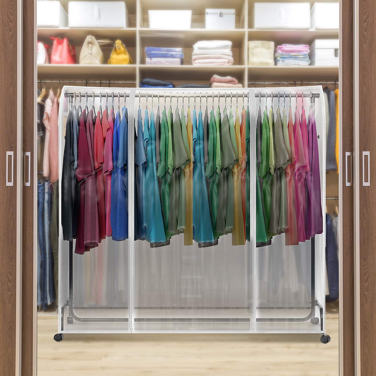 Sorbus Cover for Garment Rack - 6 Ft Transparent Clothes Rack Cover, Garment Coat Hanger Protector Dustproof Waterproof Clothing Storage Cover for Dresses, Suits, Coats, and more (Rack Not Included) - Image 6
