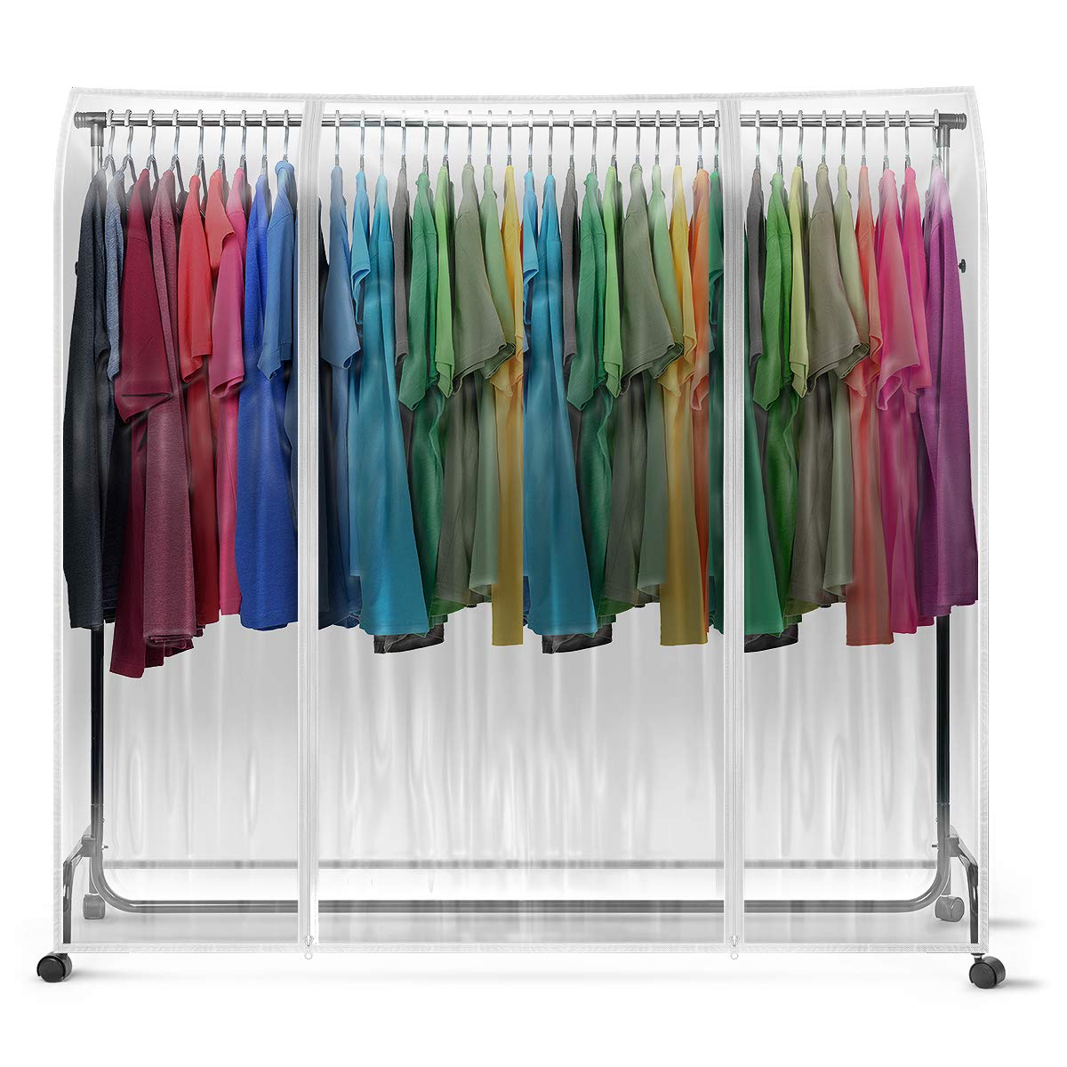 Sorbus Cover for Garment Rack - 6 Ft Transparent Clothes Rack Cover, Garment Coat Hanger Protector Dustproof Waterproof Clothing Storage Cover for Dresses, Suits, Coats, and more (Rack Not Included) - Image 8