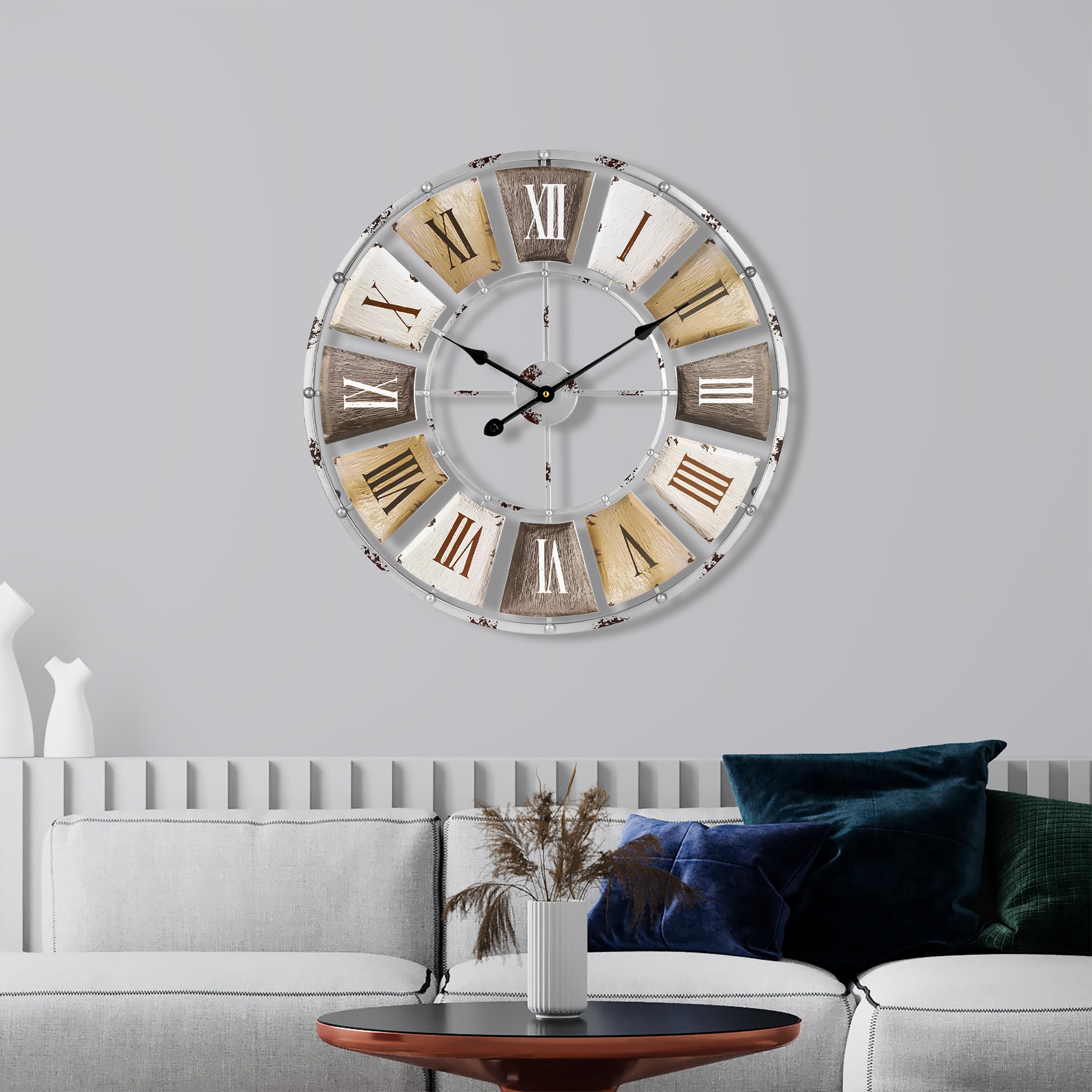 Sorbus Decorative Large 24-Inch Wall Clock for Living Room, Vintage Industrial Modern Rustic Farmhouse Style, Oversized Roman Numeral Clock, Modern Wall Clock, Ideal Room Décor - Image 3