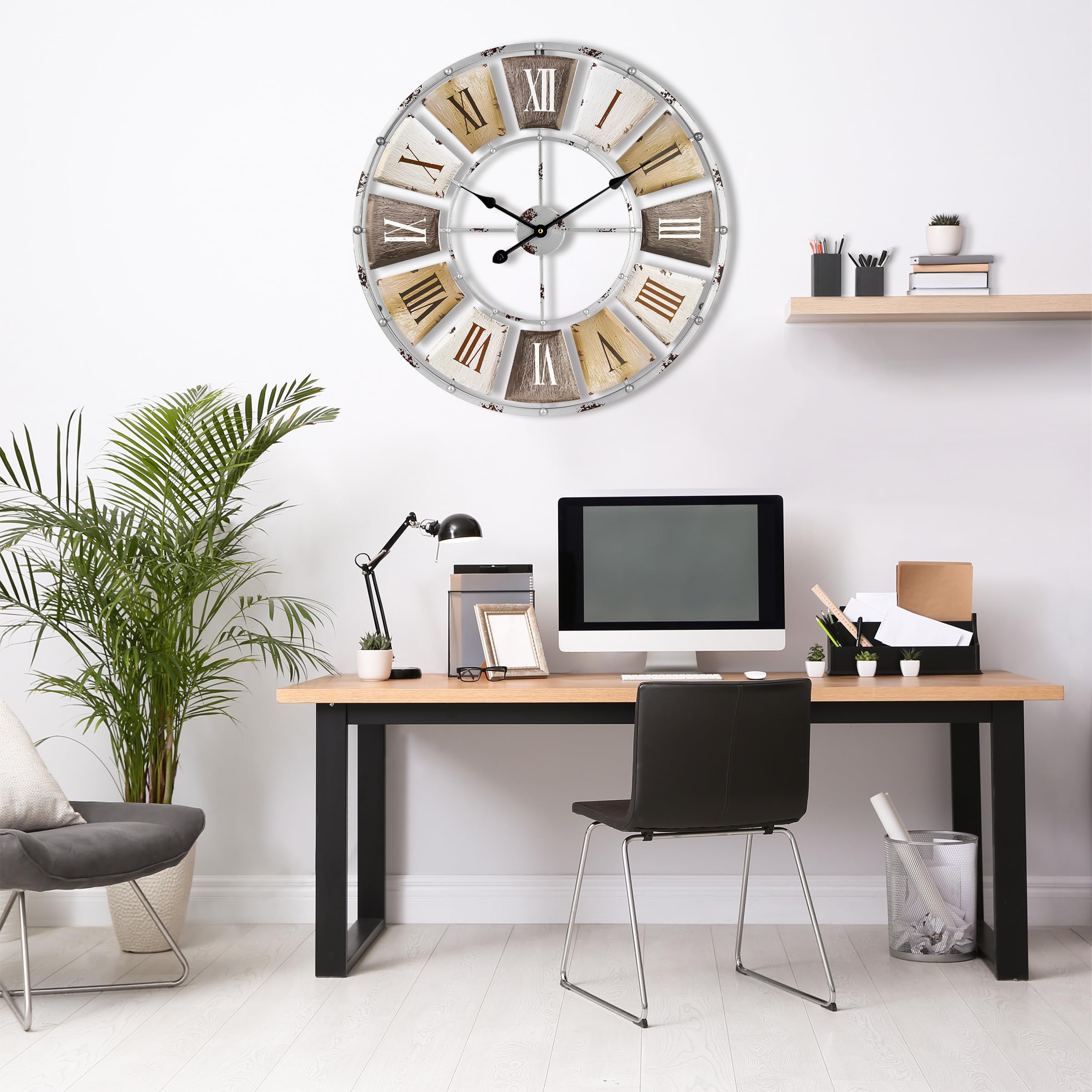 Sorbus Decorative Large 24-Inch Wall Clock for Living Room, Vintage Industrial Modern Rustic Farmhouse Style, Oversized Roman Numeral Clock, Modern Wall Clock, Ideal Room Décor - Image 5