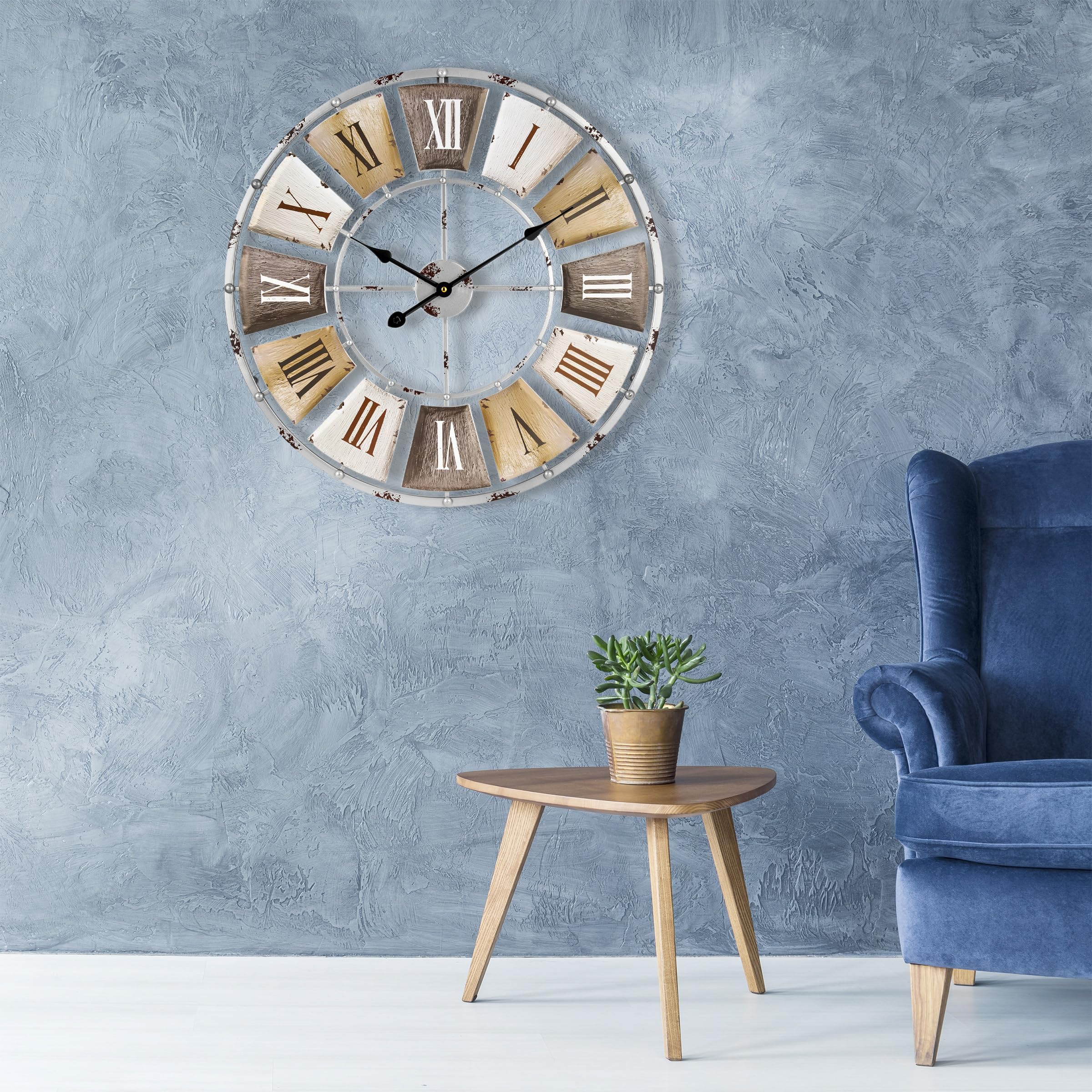 Sorbus Decorative Large 24-Inch Wall Clock for Living Room, Vintage Industrial Modern Rustic Farmhouse Style, Oversized Roman Numeral Clock, Modern Wall Clock, Ideal Room Décor - Image 6
