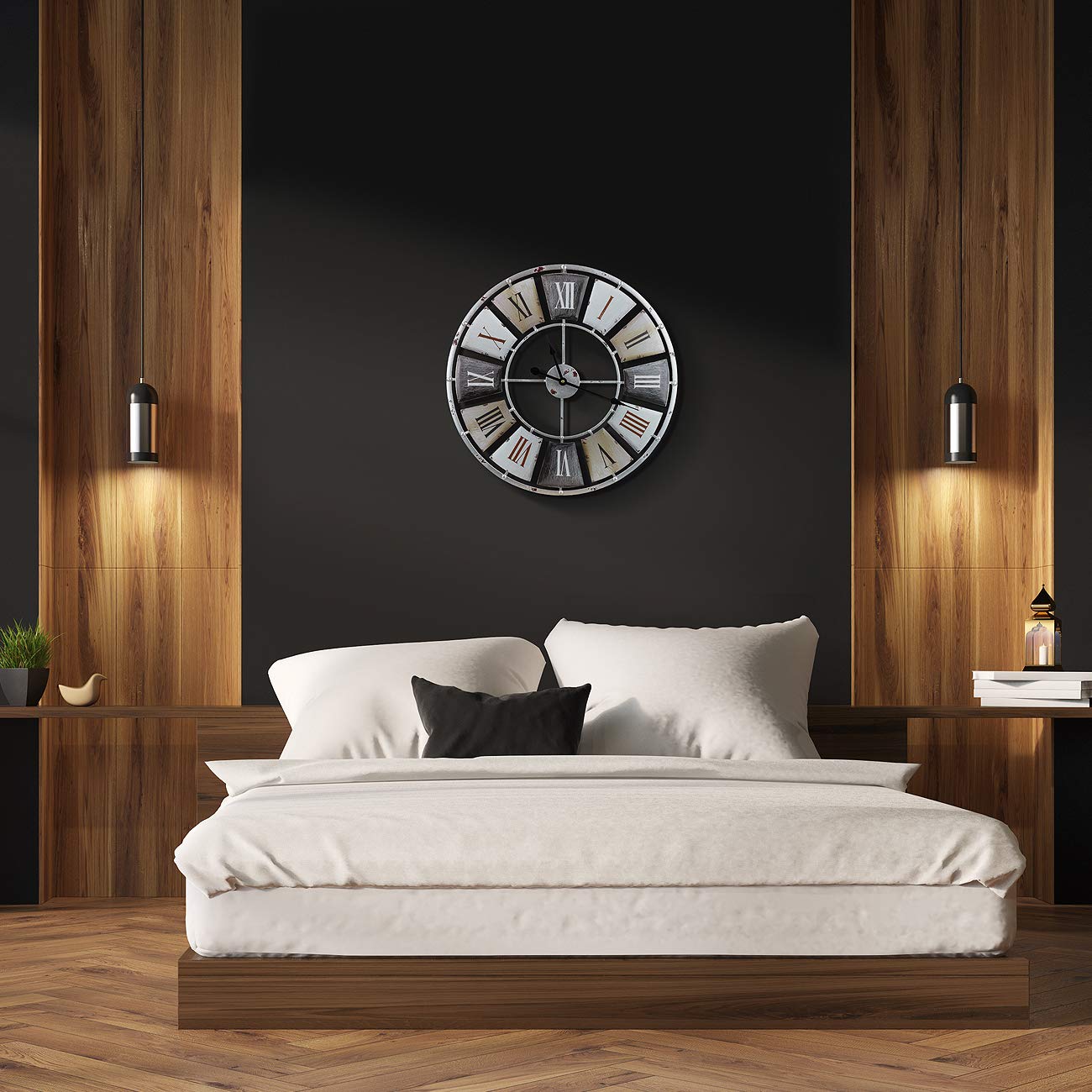 Sorbus Decorative Large 24-Inch Wall Clock for Living Room, Vintage Industrial Modern Rustic Farmhouse Style, Oversized Roman Numeral Clock, Modern Wall Clock, Ideal Room Décor - Image 7