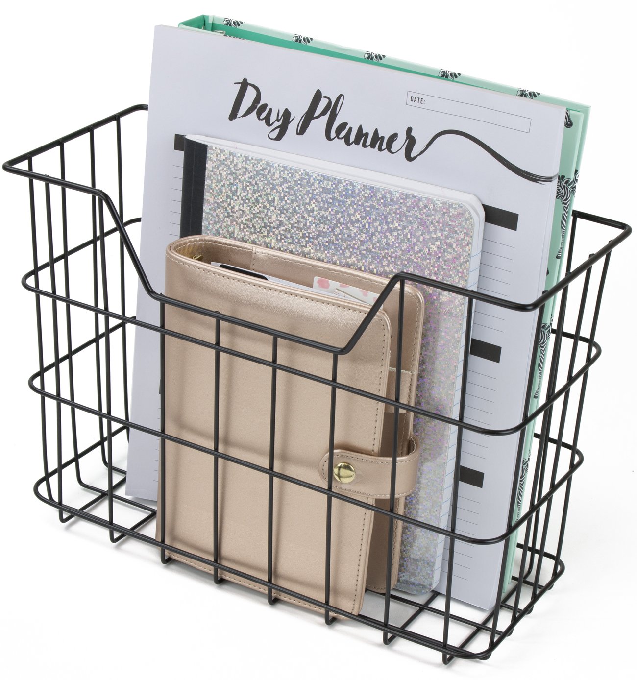 Sorbus Desk Organizer Set, 5-Piece Desk Accessories Set Includes Pencil Cup Holder, Letter Sorter, Letter Tray, Hanging File Organizer, and Sticky Note holder for Home or Office (Black) - Image 5