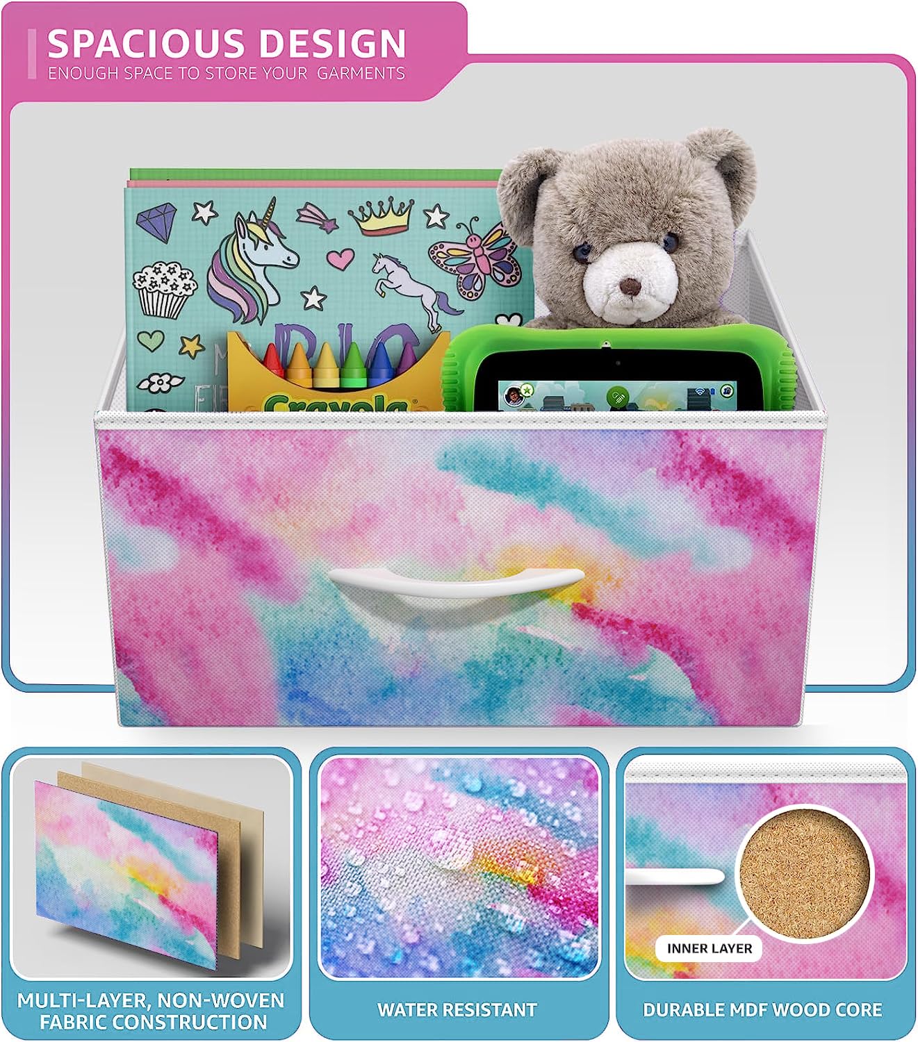 Sorbus Dresser Storage Tower, Organizer Drawers for Closet Boys & Girls Bedroom, Bedside Furniture, Chest for Home, College Dorm, Steel Frame, Wood Top, Tie-dye Fabric Bins (4-Drawer, Pastel Tie-dye) - Image 5