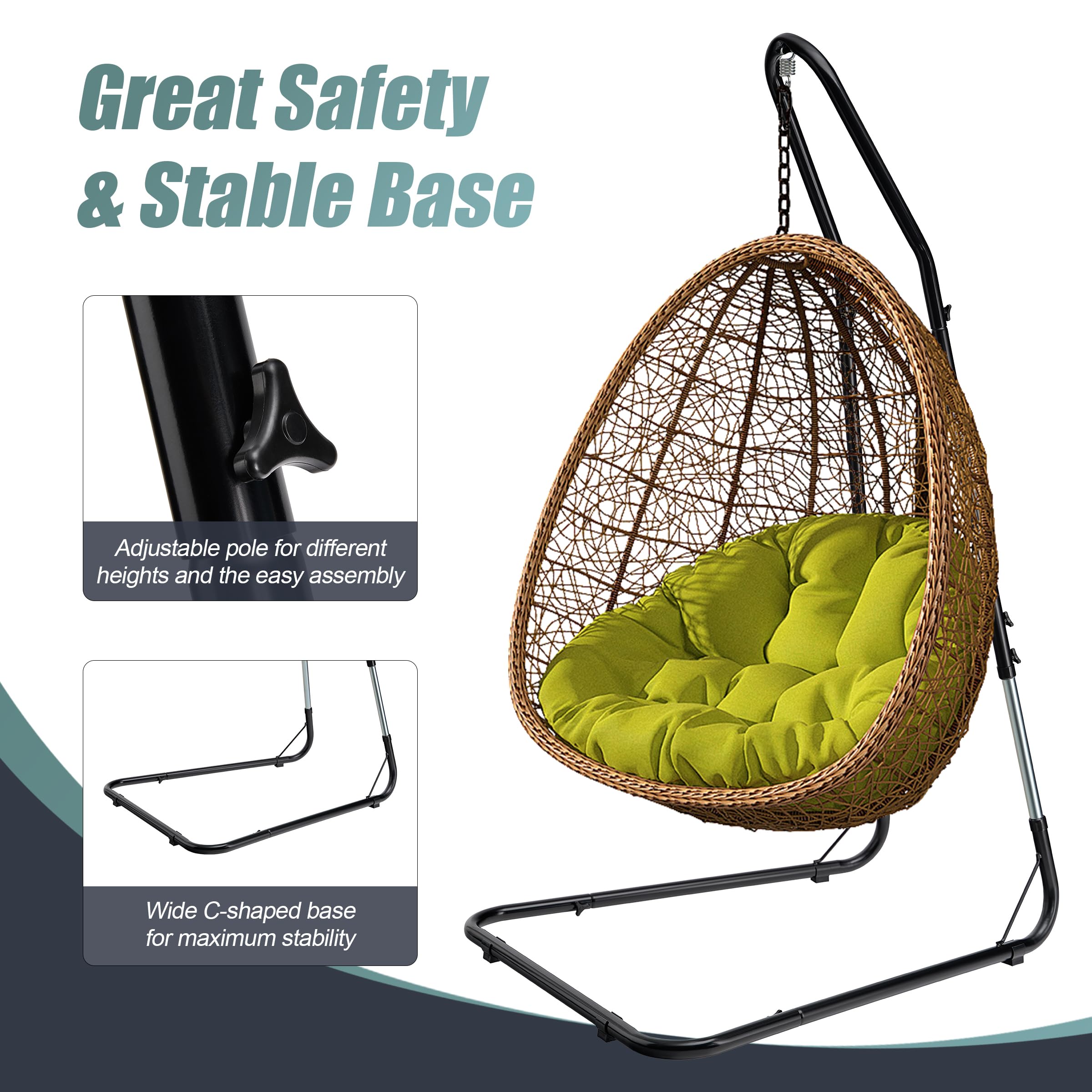 Sorbus Durable Hammock Chair Stand Hanging Chair Stand- Heavy Duty Steel Sensory Swing Stand- Weather & Rust Resistant- Adjustable Portable Stand 330lbs for Tree,Lounger,Air Porch,Indoor/Outdoor,Patio - Image 4