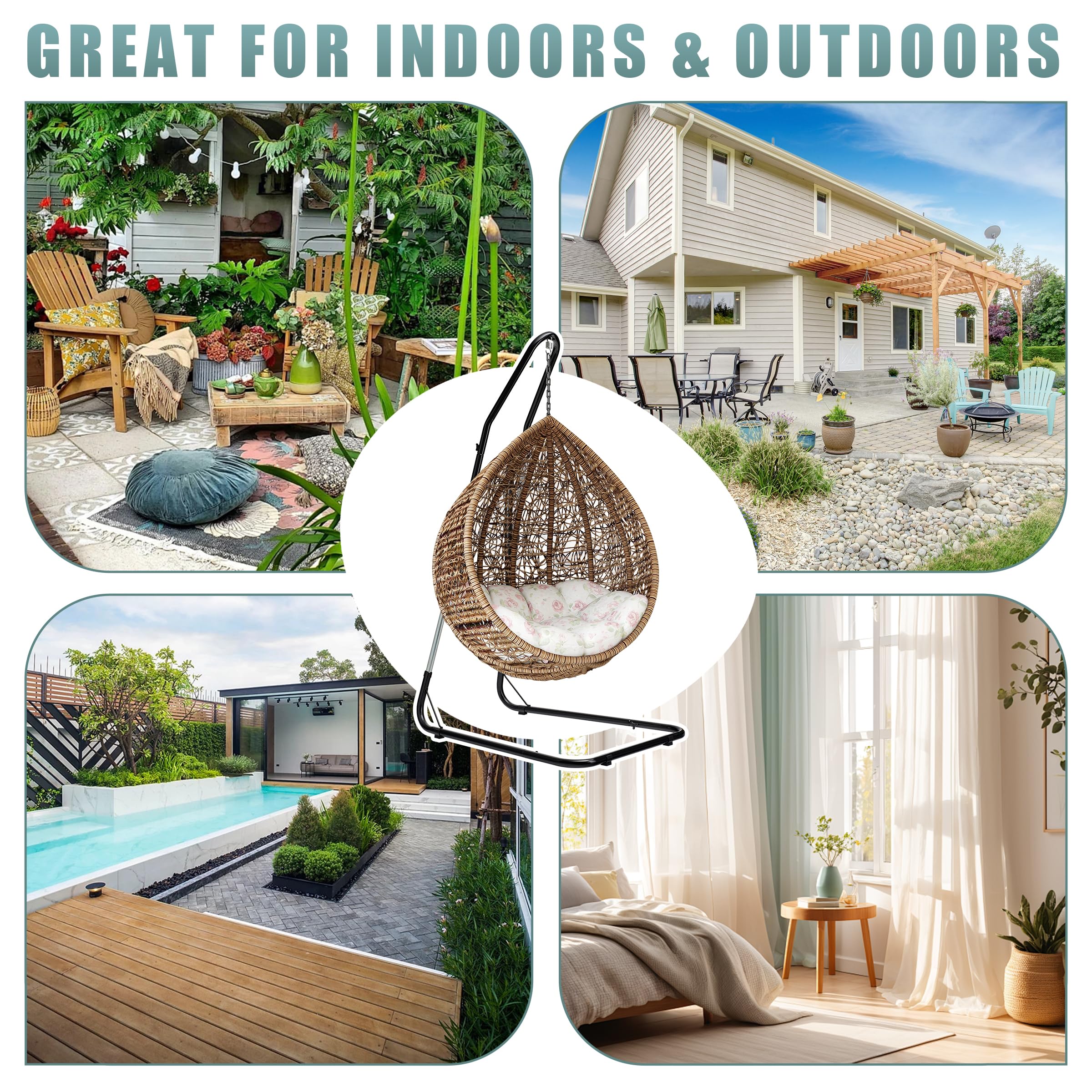 Sorbus Durable Hammock Chair Stand Hanging Chair Stand- Heavy Duty Steel Sensory Swing Stand- Weather & Rust Resistant- Adjustable Portable Stand 330lbs for Tree,Lounger,Air Porch,Indoor/Outdoor,Patio - Image 7