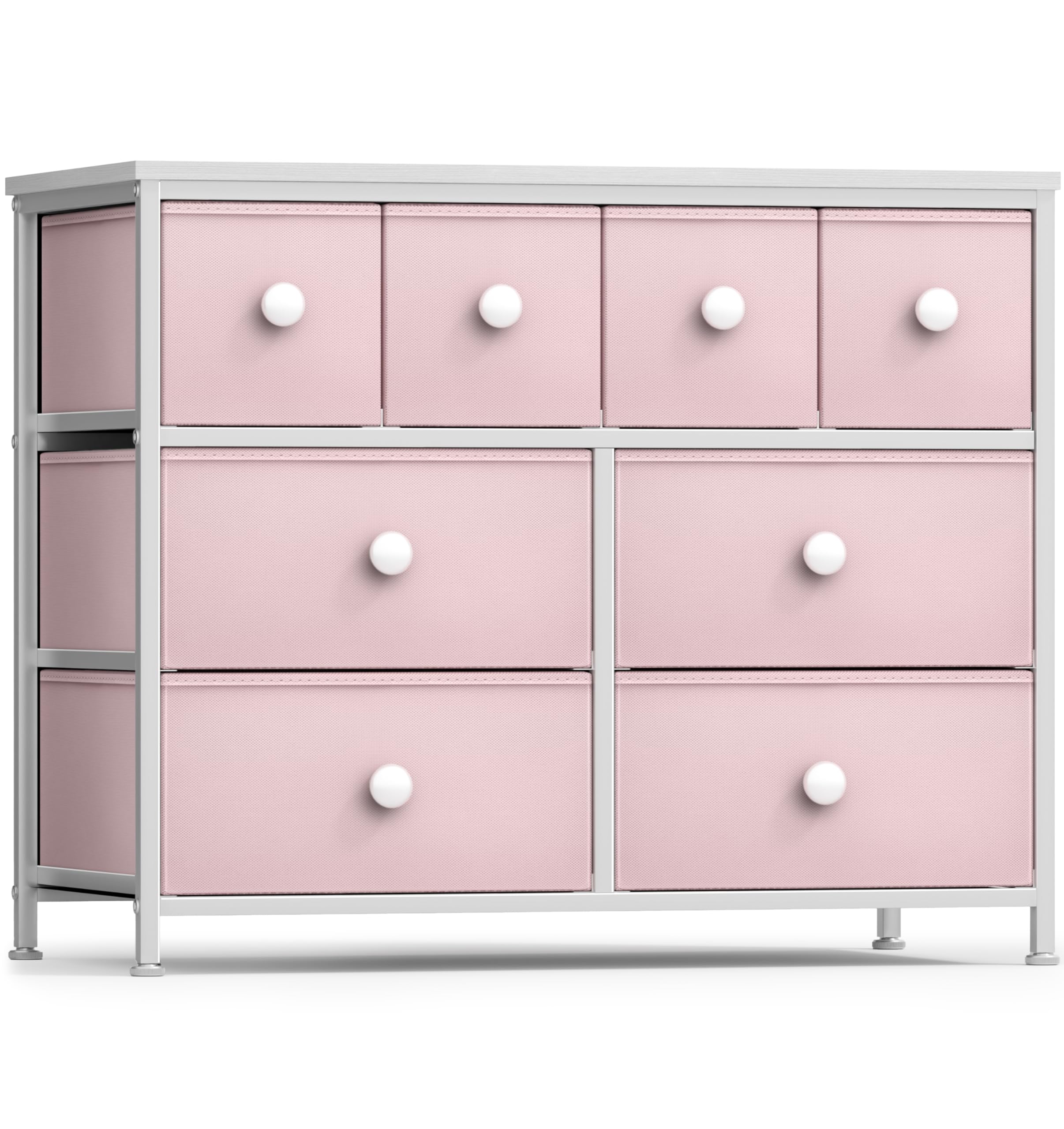 Sorbus Fabric Dresser for Kids Bedroom - Chest of 8 Drawers, Storage Tower, Clothing Organizer, for Closet, for Playroom, for Nursery, Steel Frame, Fabric Bins - Knob Handle (Pastel Pink) - Image 7