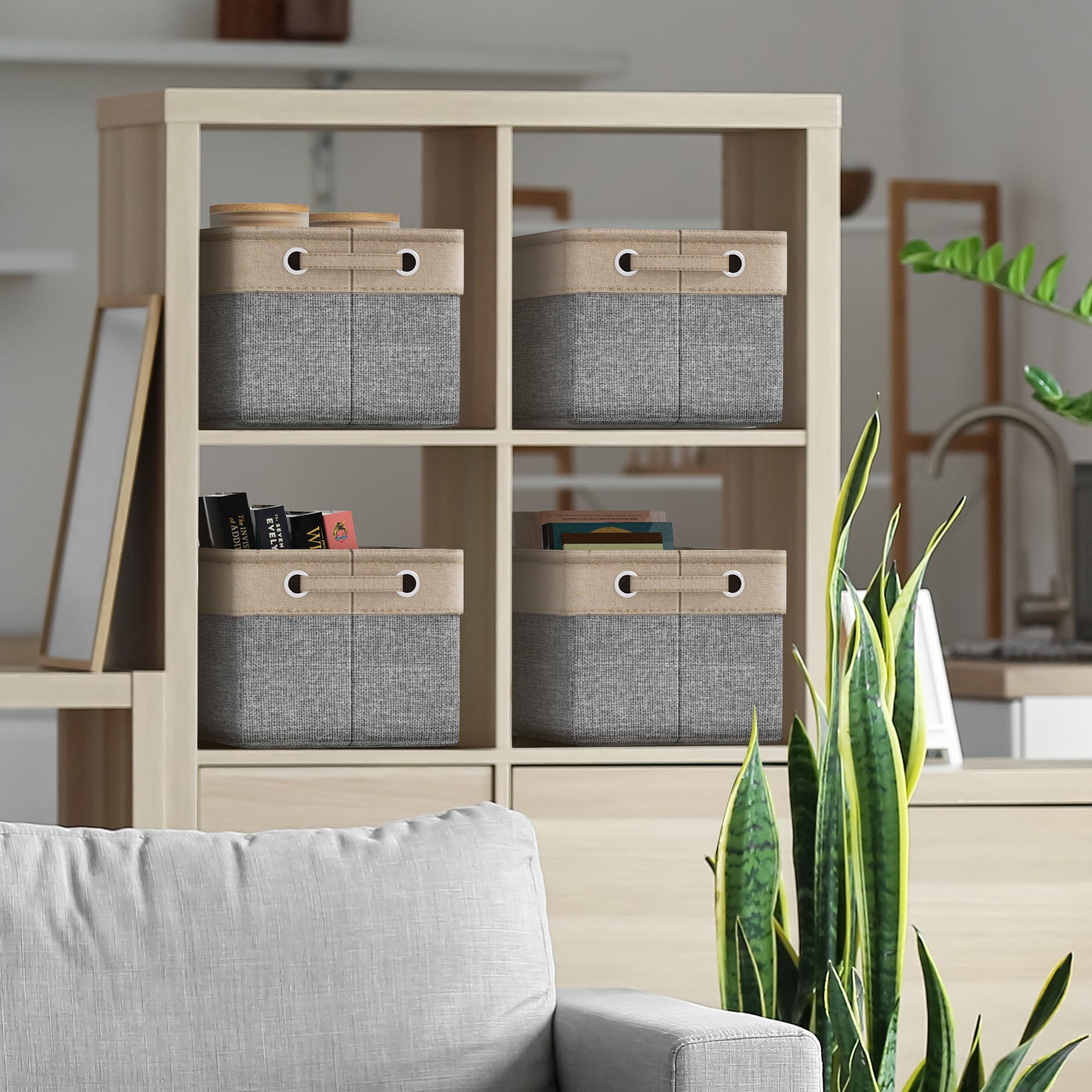 Sorbus Fabric Storage Bins for Shelves - 15 Inch Sturdy Collapsible Storage Bins with 2 Handles, Foldable Baskets for Organizing Home, Closets, Shelf, Toys, Clothes, Large Decorative Storage Baskets - Image 3