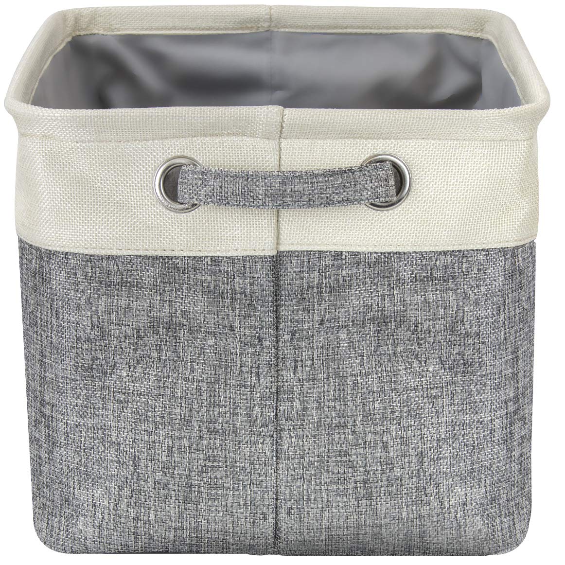 Sorbus Fabric Storage Cubes 15 Inch, 3 Pack, Grey, Jute and Cotton, Rectangular Baskets with Script Text, Foldable Storage Bins for Organizing, Decorative Baskets for Shelves - Image 7