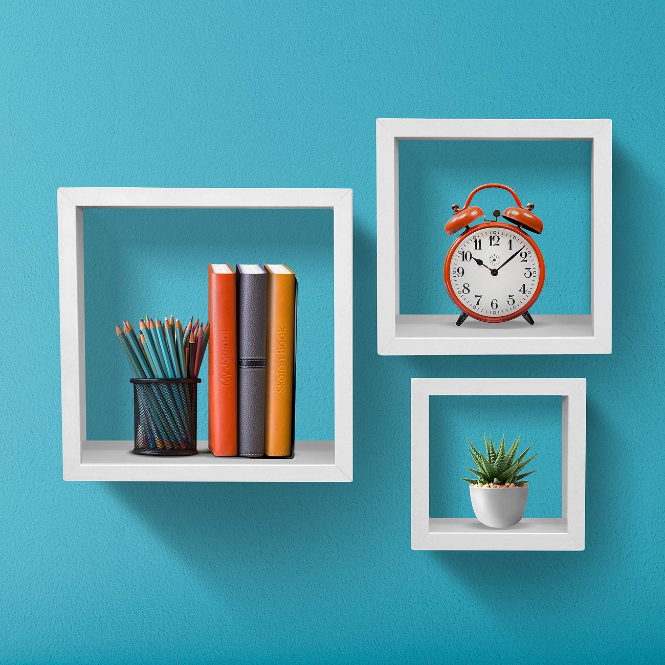 Sorbus Floating Box Shelves — Square Cube Wall Decor Hanging Shelves Decoration — Shelf for Living Room, Bedroom, Trophy Display, Photo Frames - Image 4