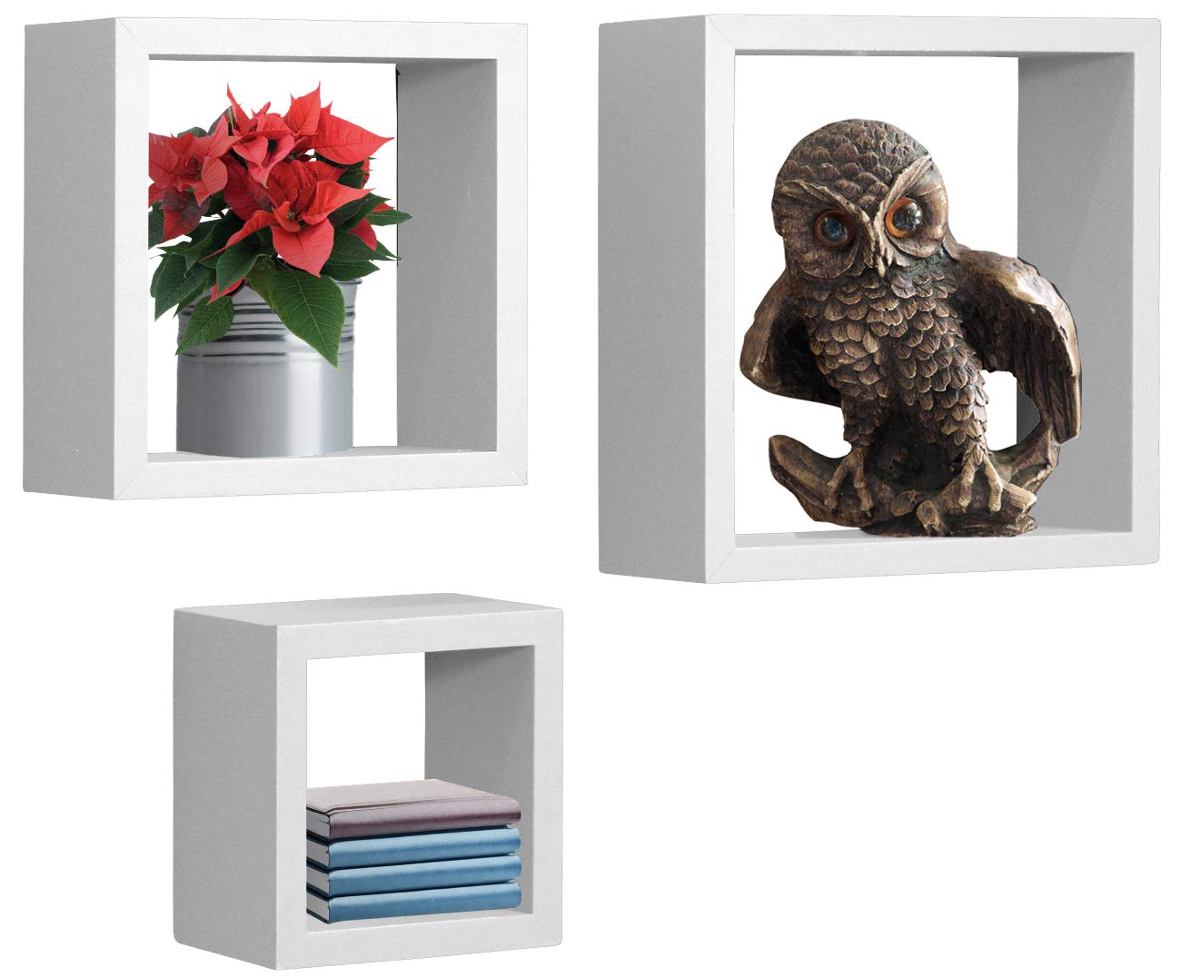 Sorbus Floating Box Shelves — Square Cube Wall Decor Hanging Shelves Decoration — Shelf for Living Room, Bedroom, Trophy Display, Photo Frames - Image 5