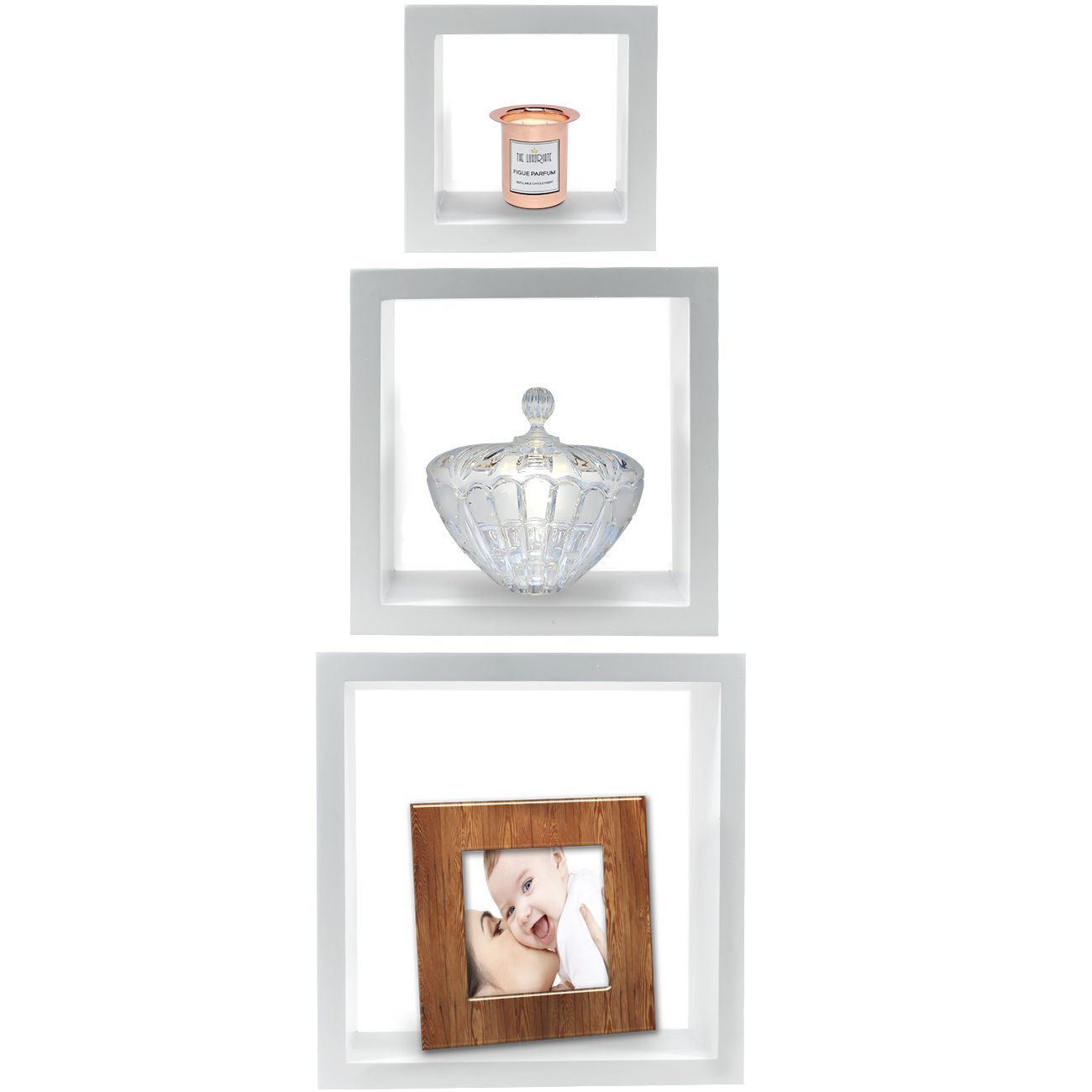 Sorbus Floating Box Shelves — Square Cube Wall Decor Hanging Shelves Decoration — Shelf for Living Room, Bedroom, Trophy Display, Photo Frames - Image 7