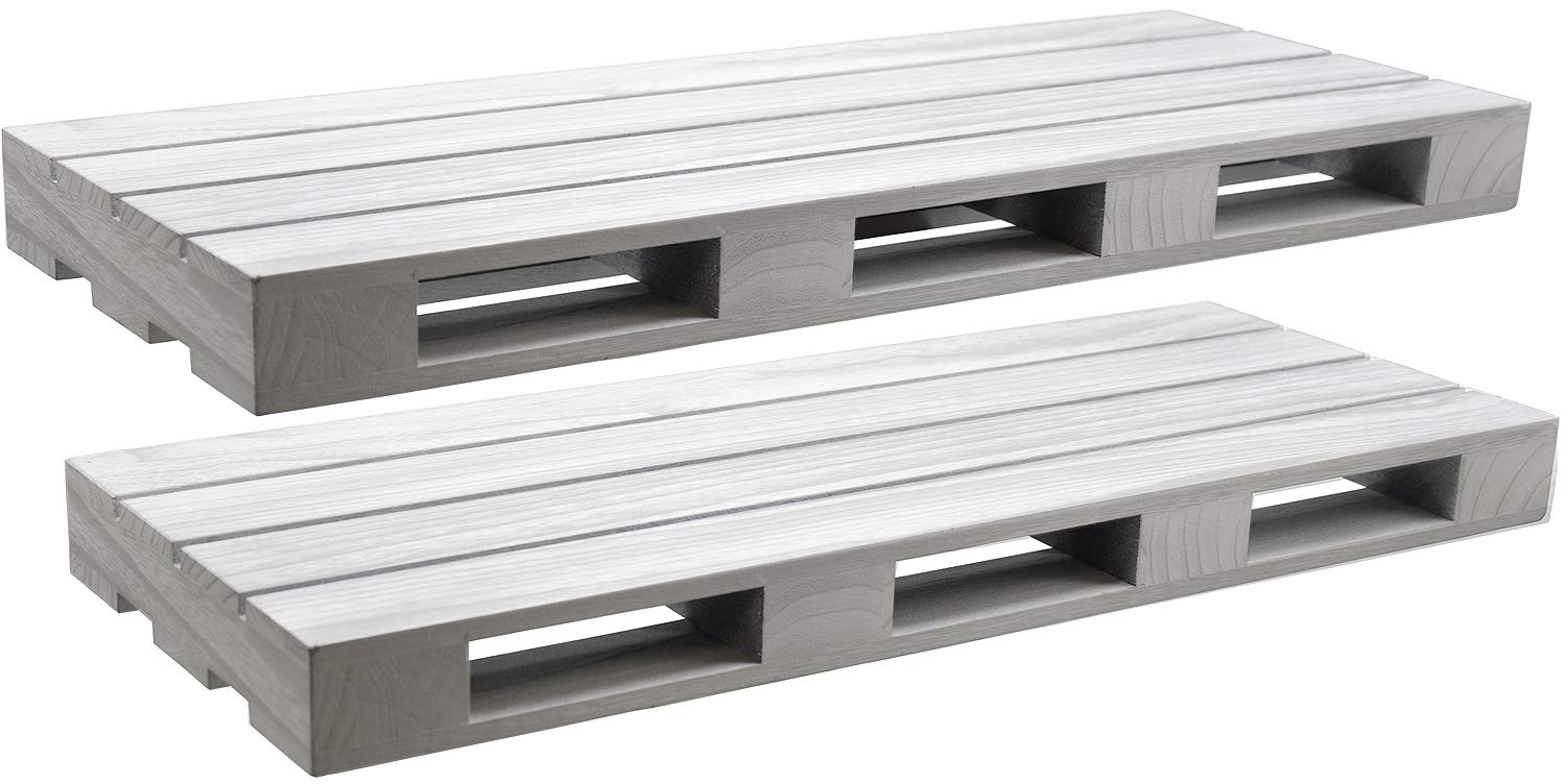 Sorbus Floating Pallet Shelves - Set of 2 - Rustic Farmhouse Wall Mount Ledge Storage Shelf Organizer - for Home Décor, Living Room, Bathroom, Bedroom, Nursery, etc - 7" D x 17" W x 1.75" H - Grey - Image 6
