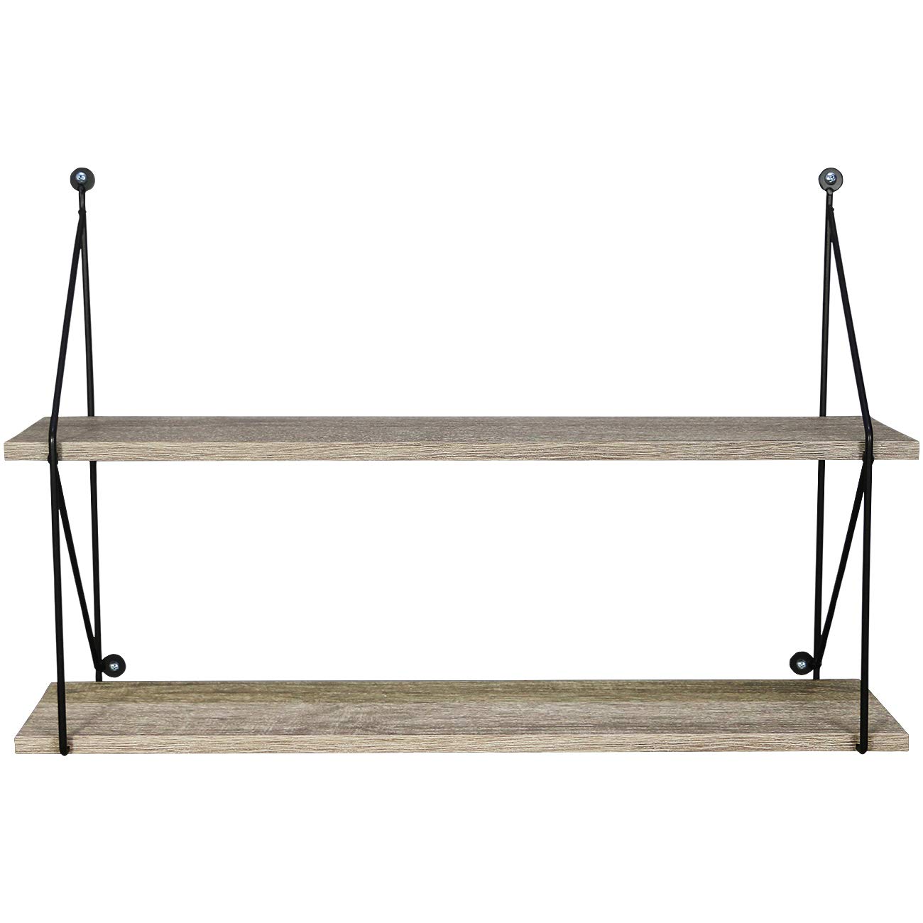 Sorbus® Floating Shelf with Metal Brackets — Wall Mounted Rustic Wood Wall Storage, Decorative Hanging Display for Trophy, Photo Frames, Collectibles, and Much More (2-Tier – Grey) - Image 8