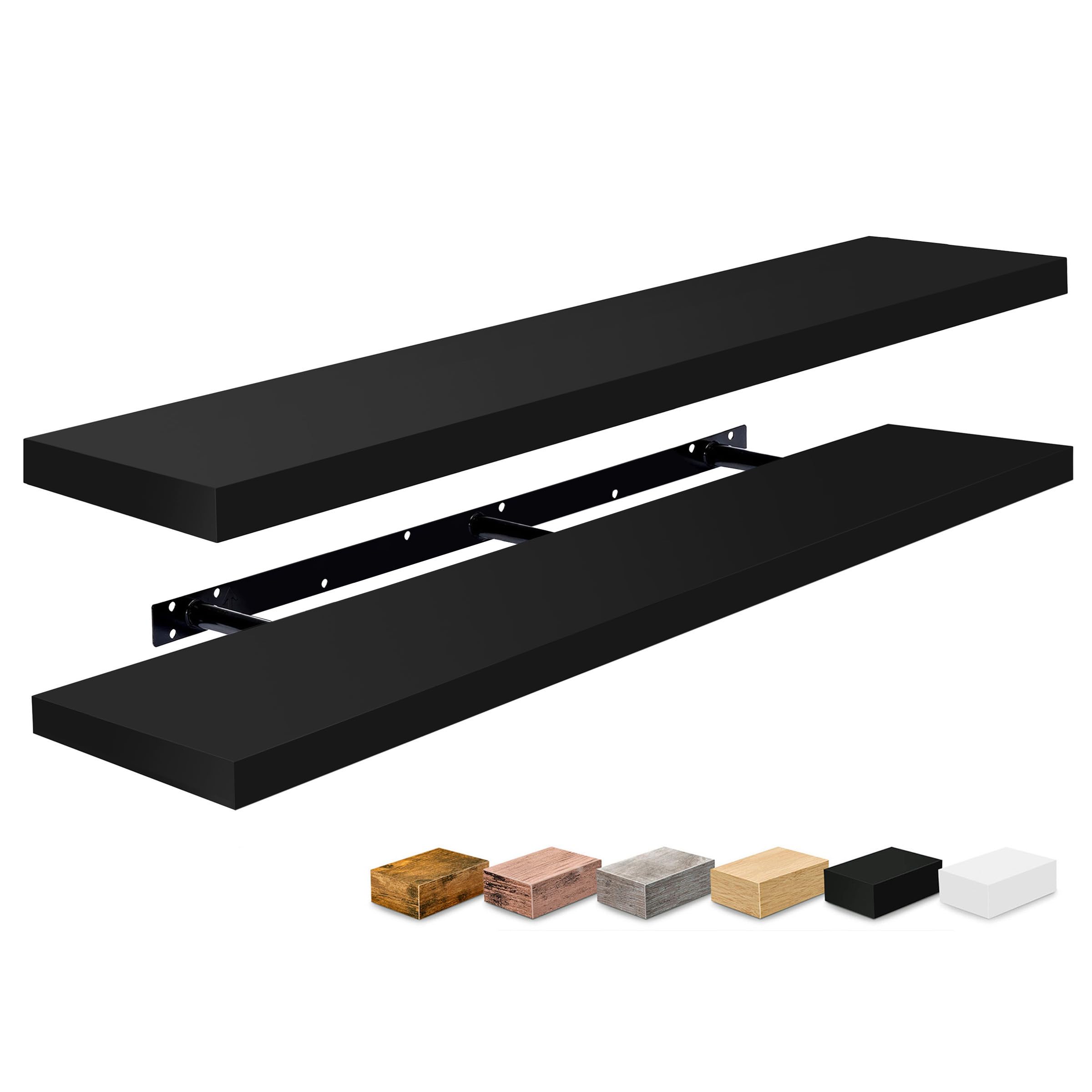 Sorbus Floating Shelves for Wall - 55 Inch Extra-Long Bathroom Shelves, Wall Decor for Bedroom, Kitchen, Living Room, Book Storage - Mounted Floating Shelf with Hidden Brackets (Black, 2 Pack) - Image 7