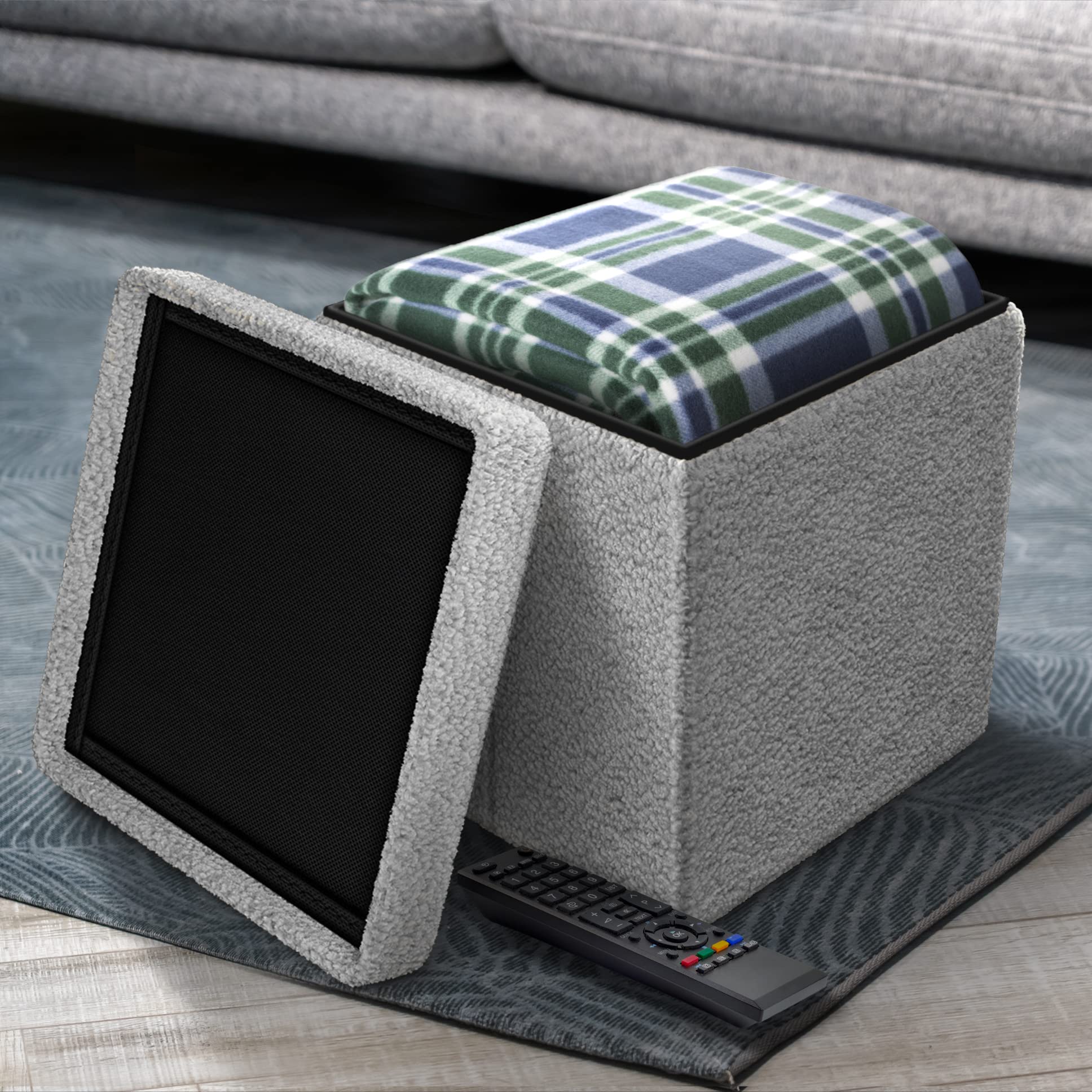 Sorbus Foldable Fabric Storage Ottoman - 15 Inch Cube - Multipurpose Cozy Ottoman, Foot Rest, Sofa Storage, Bedroom, Kids Room Stool - Image 4