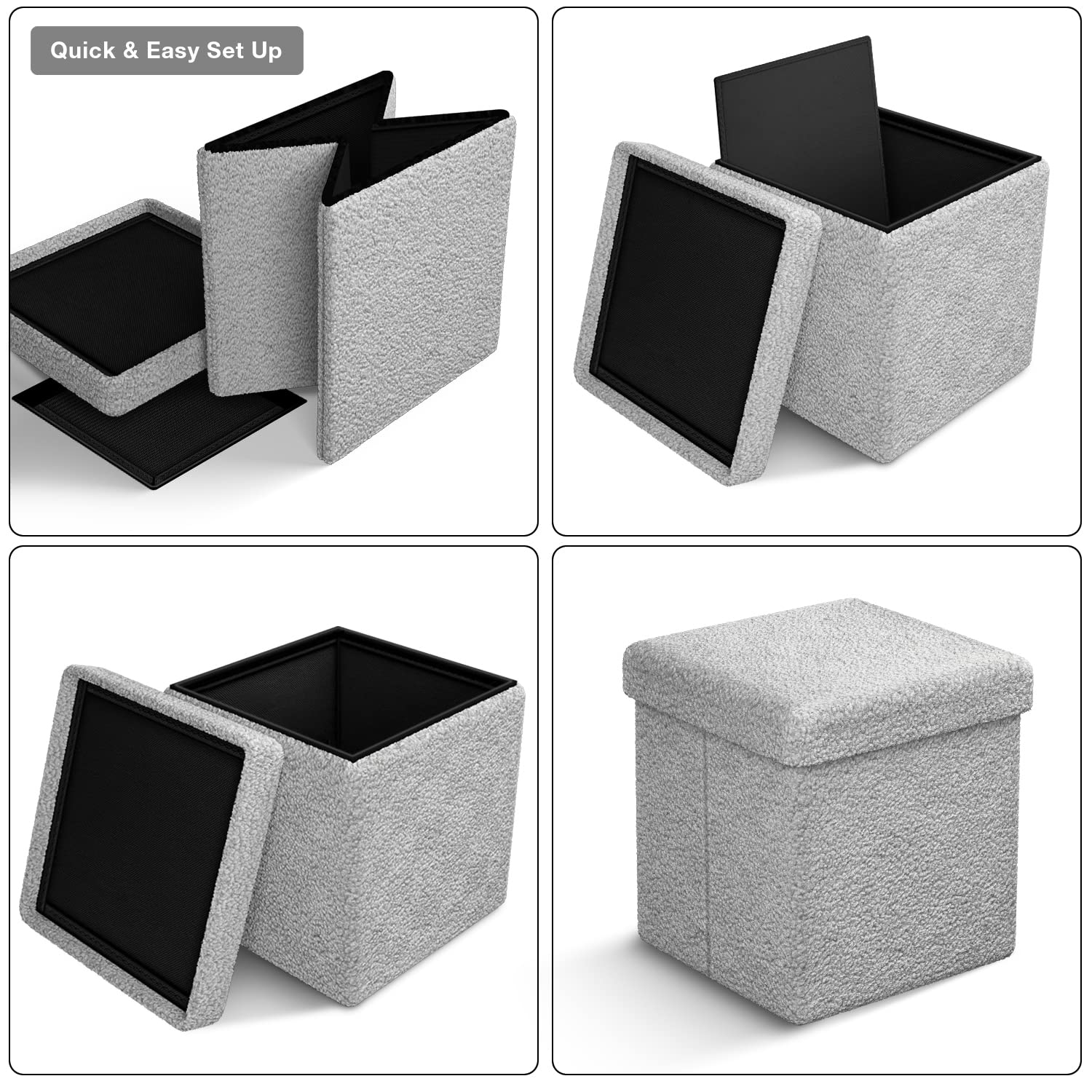 Sorbus Foldable Fabric Storage Ottoman - 15 Inch Cube - Multipurpose Cozy Ottoman, Foot Rest, Sofa Storage, Bedroom, Kids Room Stool - Image 5
