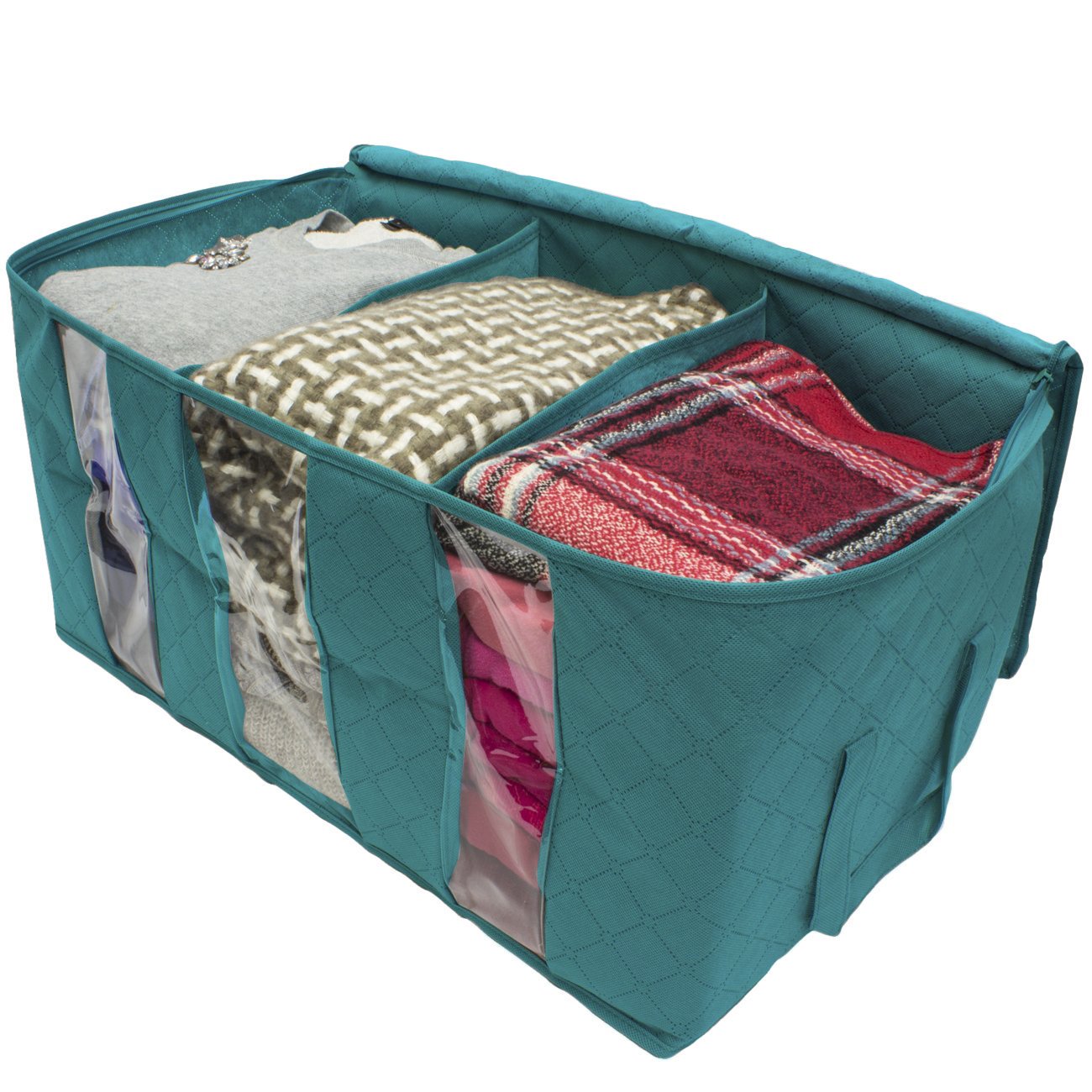 Sorbus Foldable Storage Bag Organizers, 3 Sections, Great for Clothes, Blankets, Closets, Bedrooms, and More, 2-Pack - Image 3