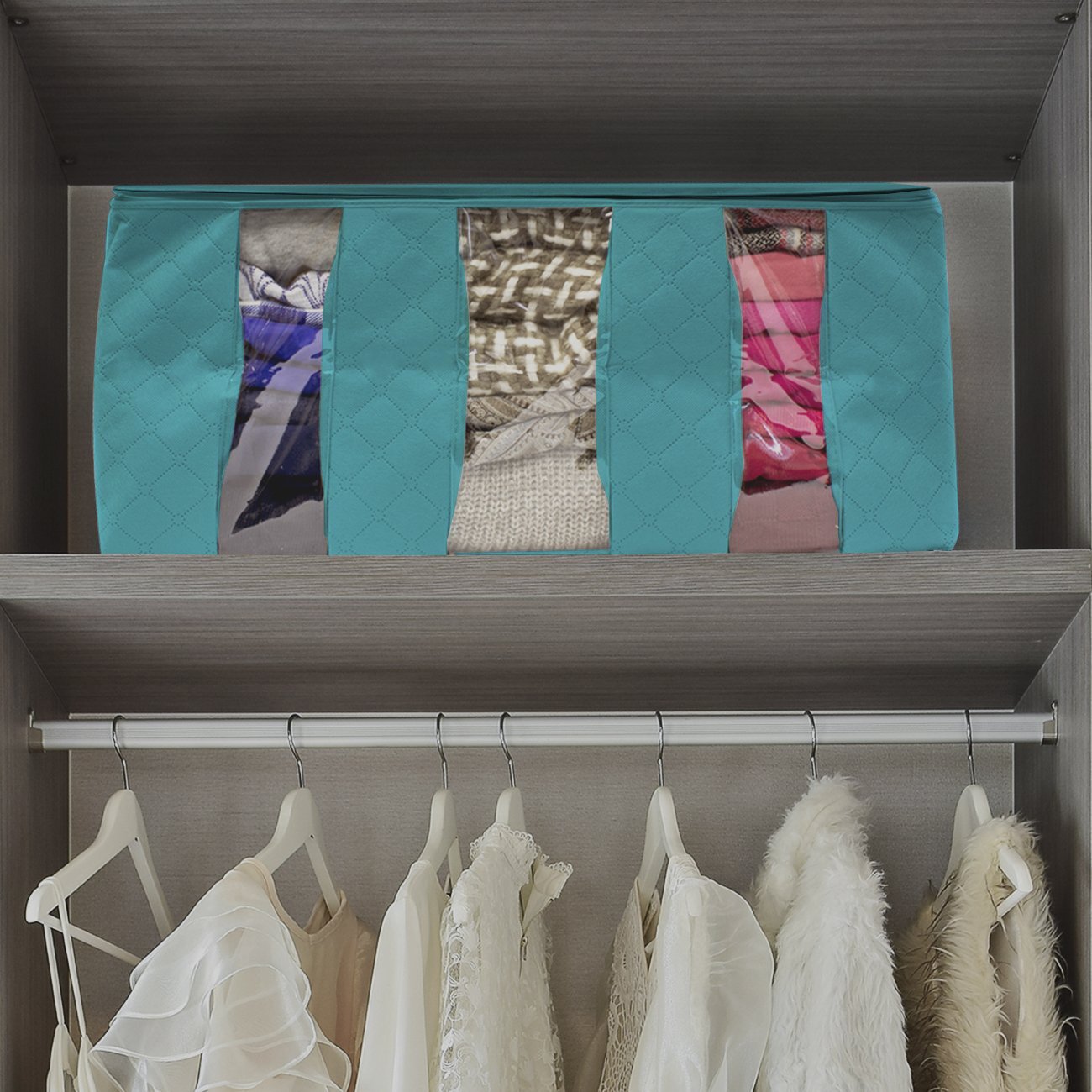 Sorbus Foldable Storage Bag Organizers, 3 Sections, Great for Clothes, Blankets, Closets, Bedrooms, and More, 2-Pack - Image 4