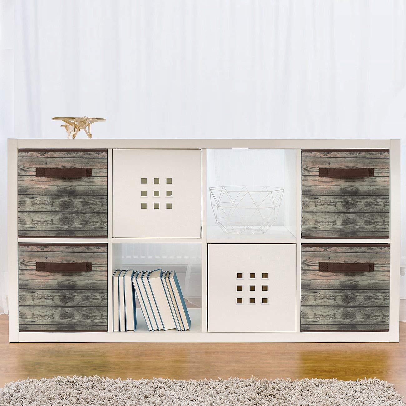 Sorbus Foldable Storage Cube Basket Bin, Rustic Wood Grain Print, 4-Pack (Rustic Bin - Brown) - Image 7
