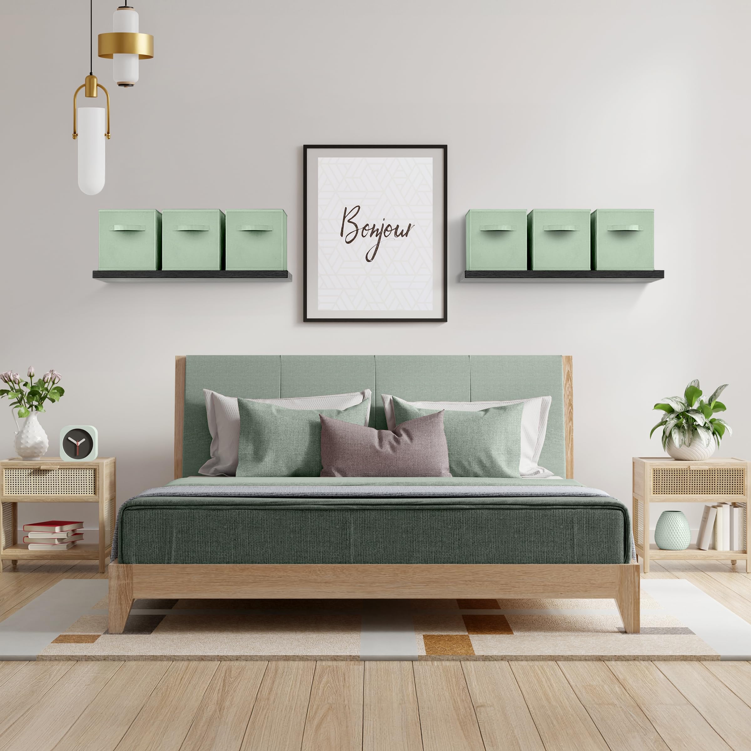 Sorbus Foldable Storage Cubes - 6 Pack, 11 Inch, Sage Green, Fabric, Foldable, Storage and Organization, Versatile Use, Collapsible Storage, Lightweight and Durable - Image 3
