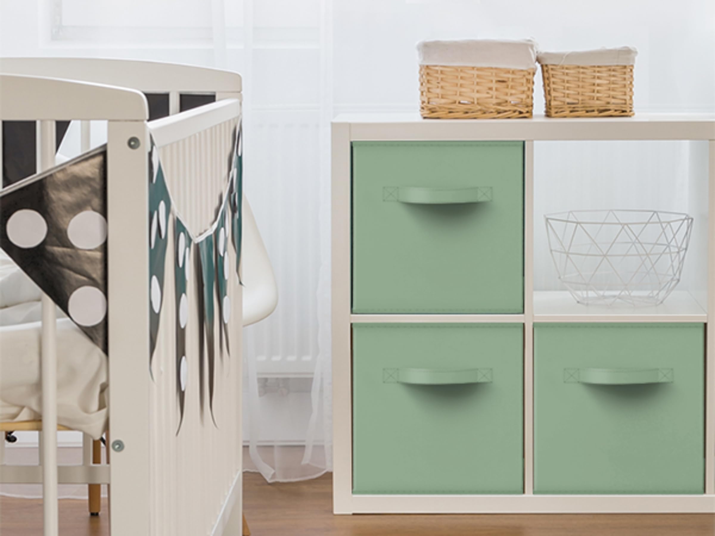 Sorbus Foldable Storage Cubes - 6 Pack, 11 Inch, Sage Green, Fabric, Foldable, Storage and Organization, Versatile Use, Collapsible Storage, Lightweight and Durable - Image 8