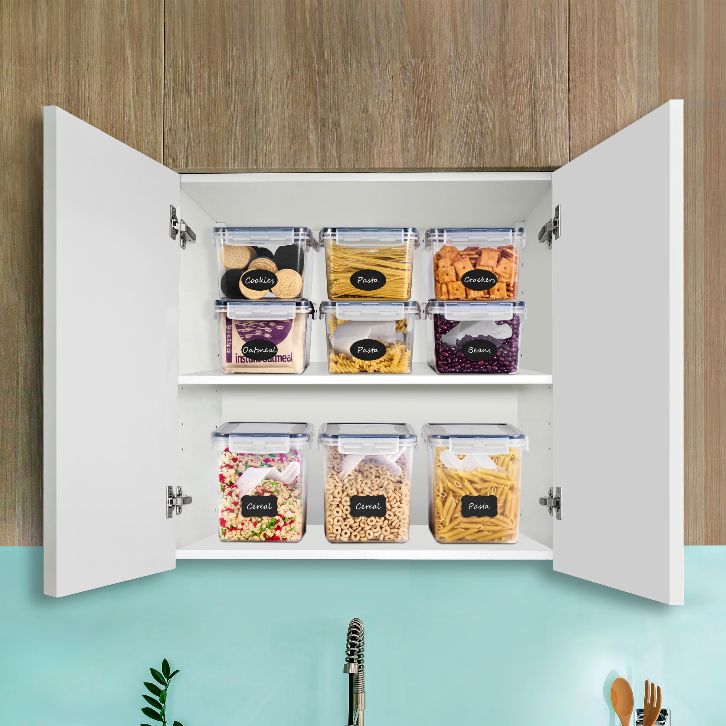 Sorbus Food Storage Containers - Pack of 4 - Air Tight, Four-Way Snap Lids Keeps Food Fresh - Store Cereal, Pasta, Flour, Nuts, Candy - Durable Plastic Kitchen Pantry Bins - Image 3