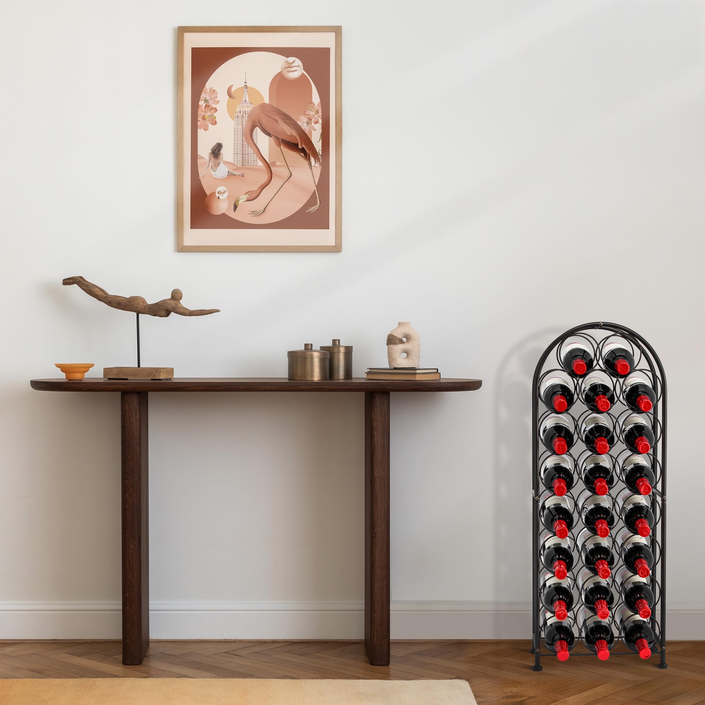 Sorbus Freestanding Wine Rack - Elegant and Unique Bordeaux Chateau Style Floor Wine Stand for 23 Wine Bottle Storage, Champagne, Metal Wine Bottle Holder Stands for Kitchen, Home Bar, Mini Wine Bar - Image 7