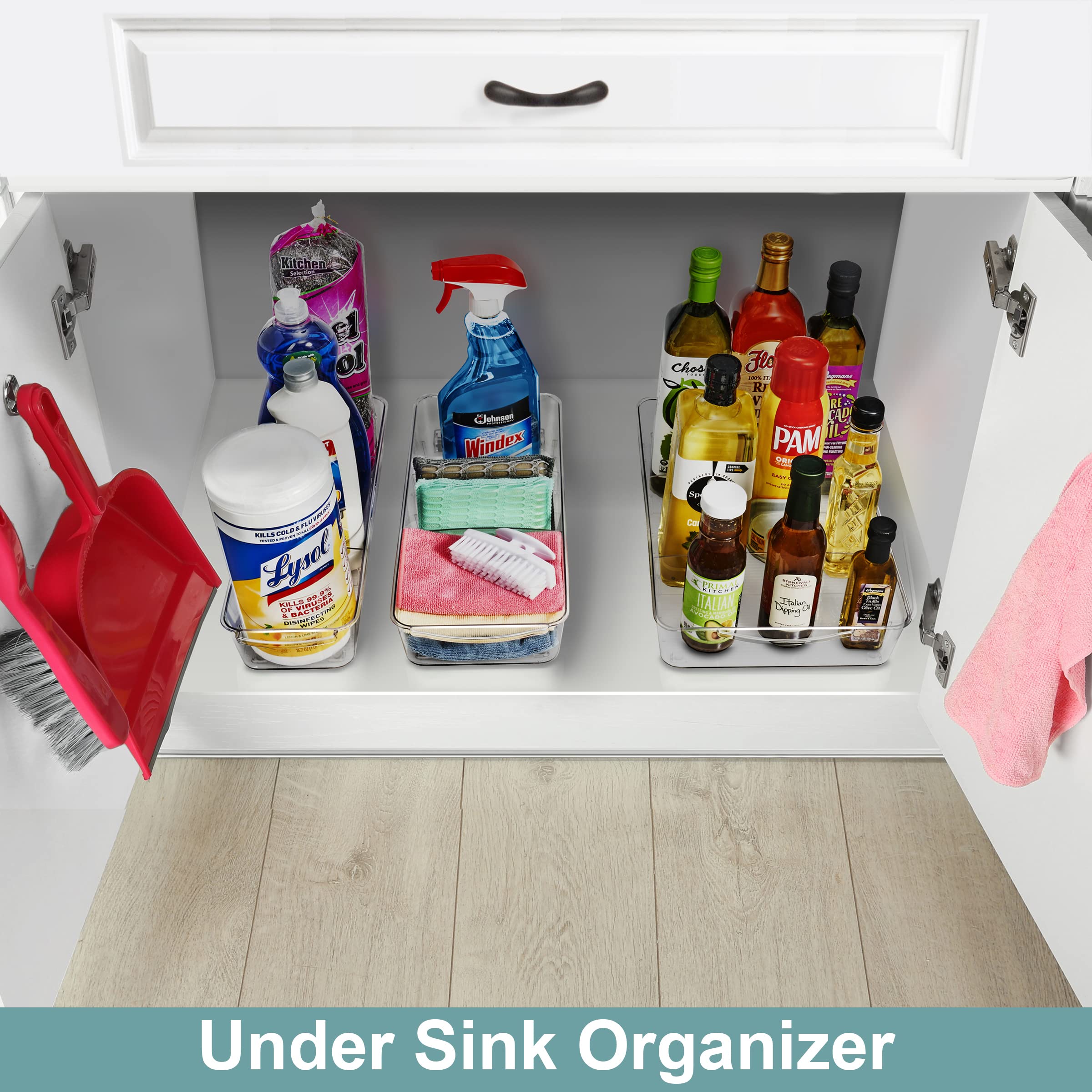 Sorbus Fridge Organizer on Wheels - Rolling Fridge Organizers and Storage Clear Design with Dividers & Handles for Kitchen Organization and Storage (Flat Top) - Image 5