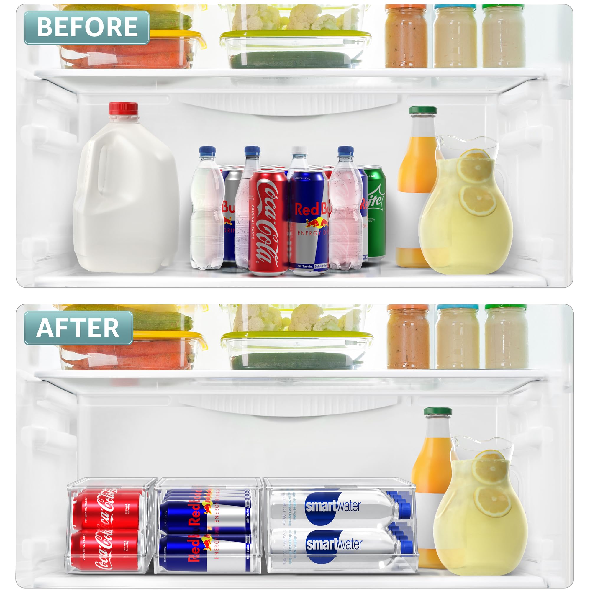 Sorbus Fridge & Pantry Can Organizer - 3 Size Dispenser for Standard, Skinny Cans & Water Bottles - Image 3