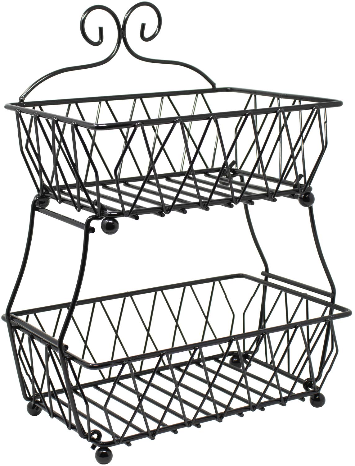 Sorbus Fruit Basket Display Stand, 2-Tier, for Vegetable, Fruit & Bread Counter Storage for Kitchen, Bathroom, Rectangular Antique Metal (Black) - Image 7