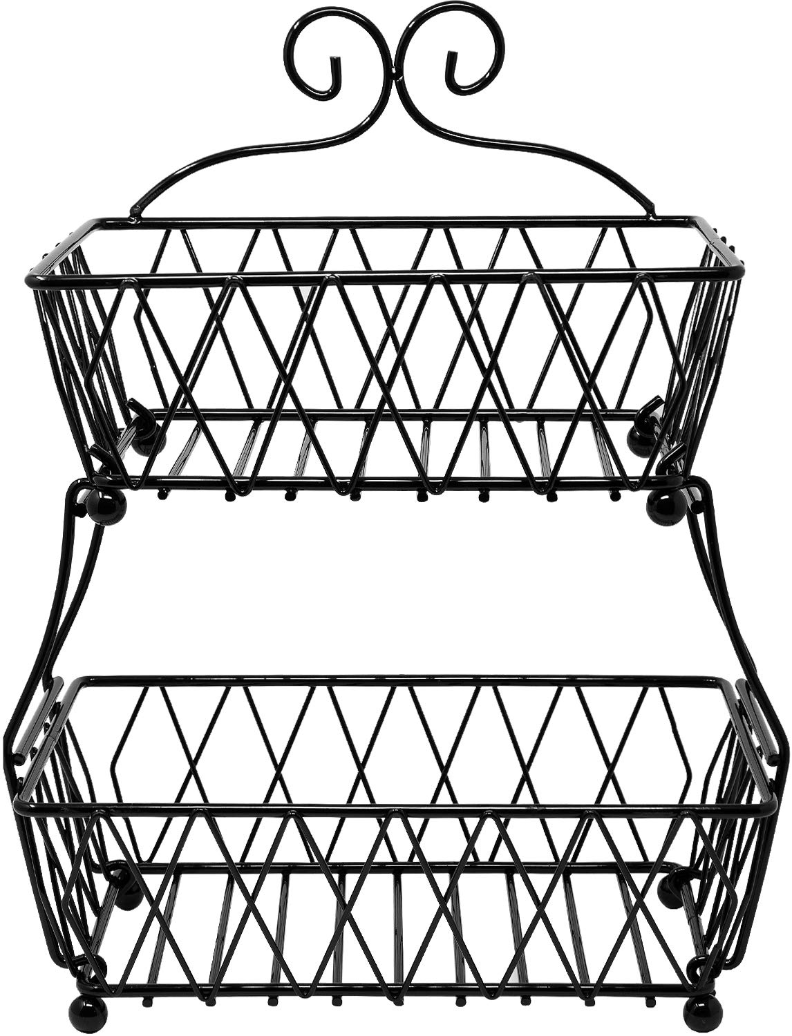 Sorbus Fruit Basket Display Stand, 2-Tier, for Vegetable, Fruit & Bread Counter Storage for Kitchen, Bathroom, Rectangular Antique Metal (Black) - Image 8