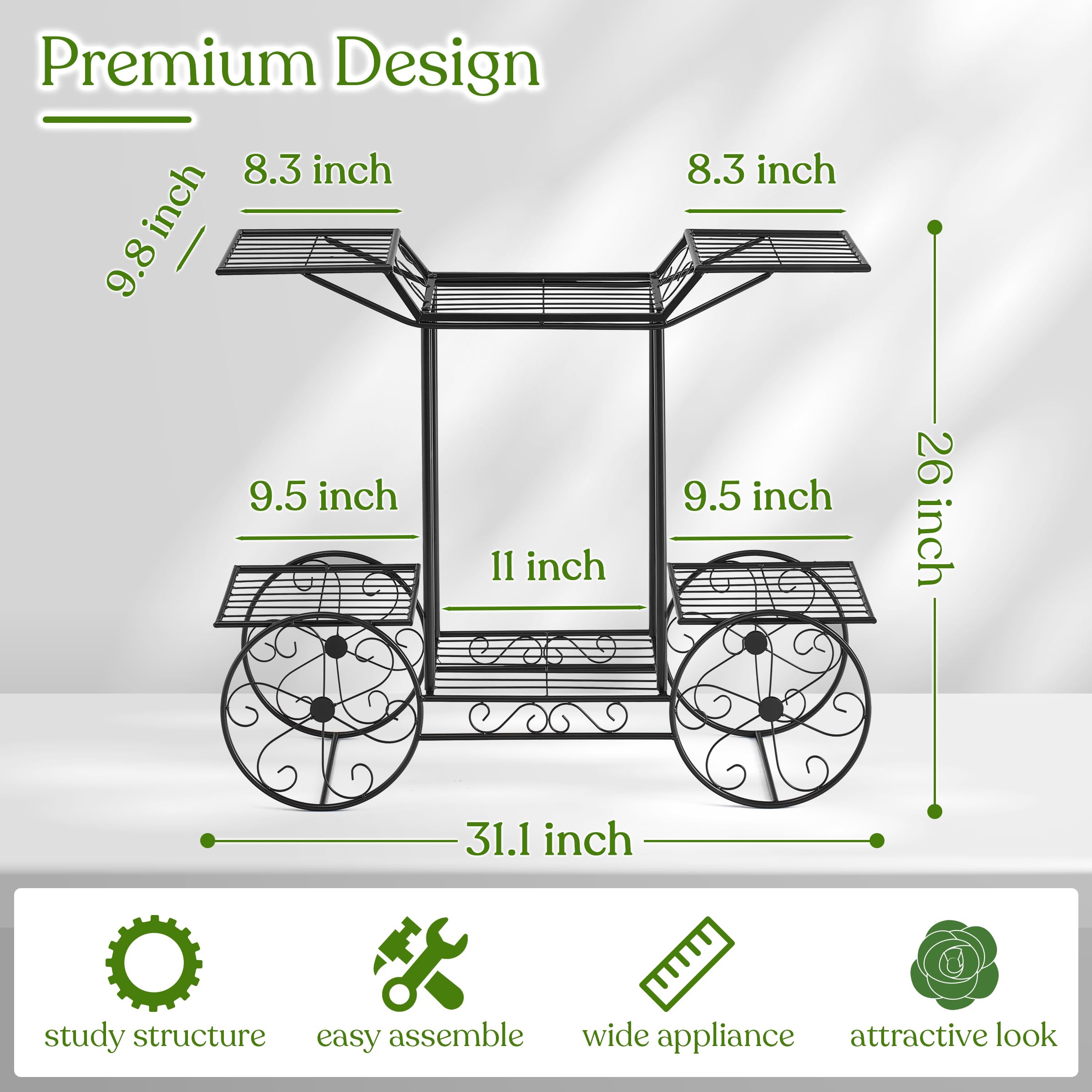 Sorbus® Garden Cart Stand & Flower Pot Plant Holder Display Rack, 6 Tiers, Parisian Style - Perfect for Home, Garden, Patio (Black) - Image 3