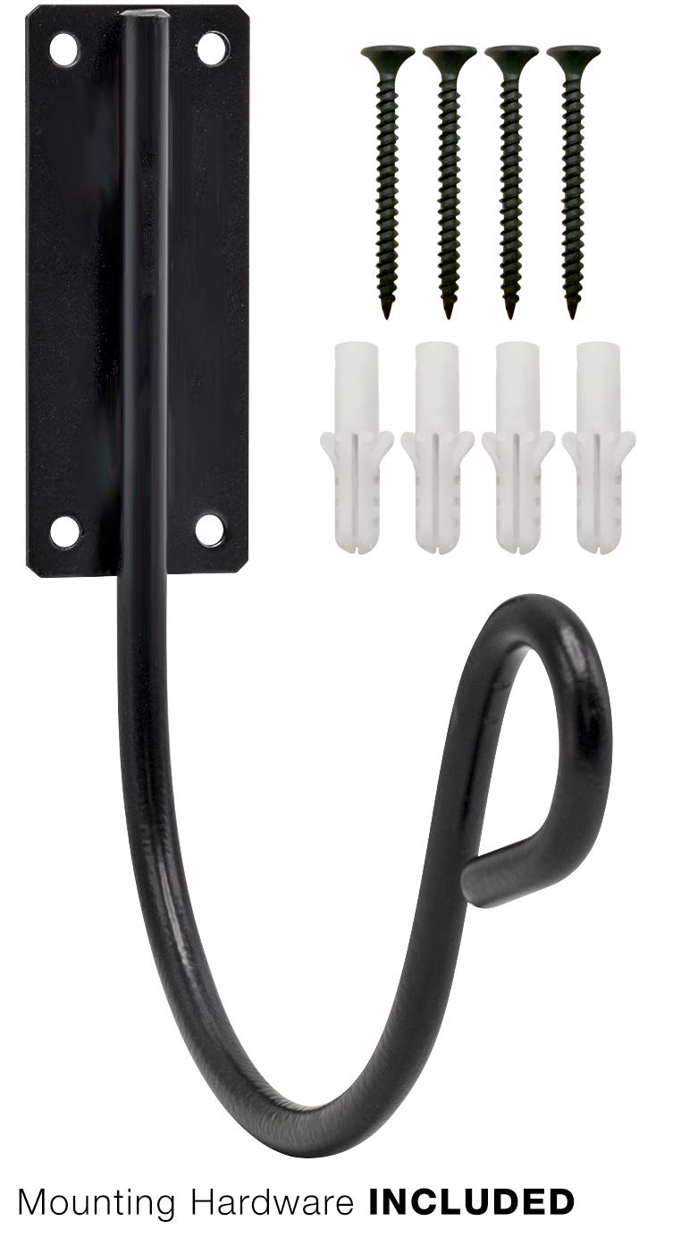 Sorbus Garden Hose Holder Hook, Wall Mounted Hose Reel Water Hose Storage Hanger, Great for Garden, Lawn, Yard, Wrought Iron (Black) - Image 6