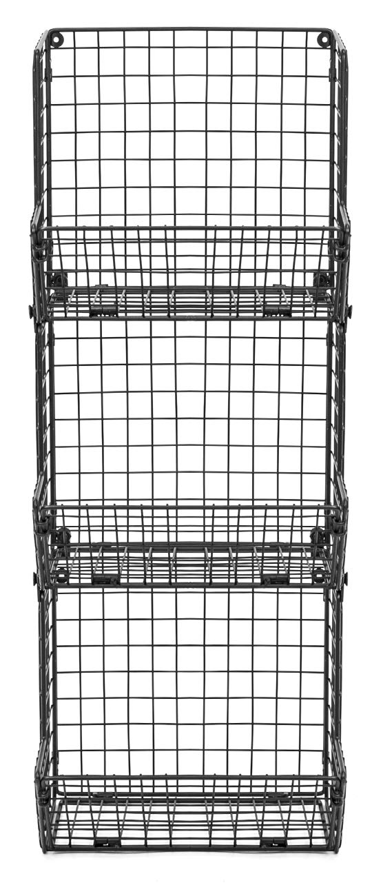 Sorbus Hanging Fruit Basket Wall Mounted Wire Metal Bins - 3 Tier Storage Basket Organizer for Kitchen Storage, Great for Produce Fruits & Vegetables, Potato Onion Storage Bathroom Tower (Black) - Image 5