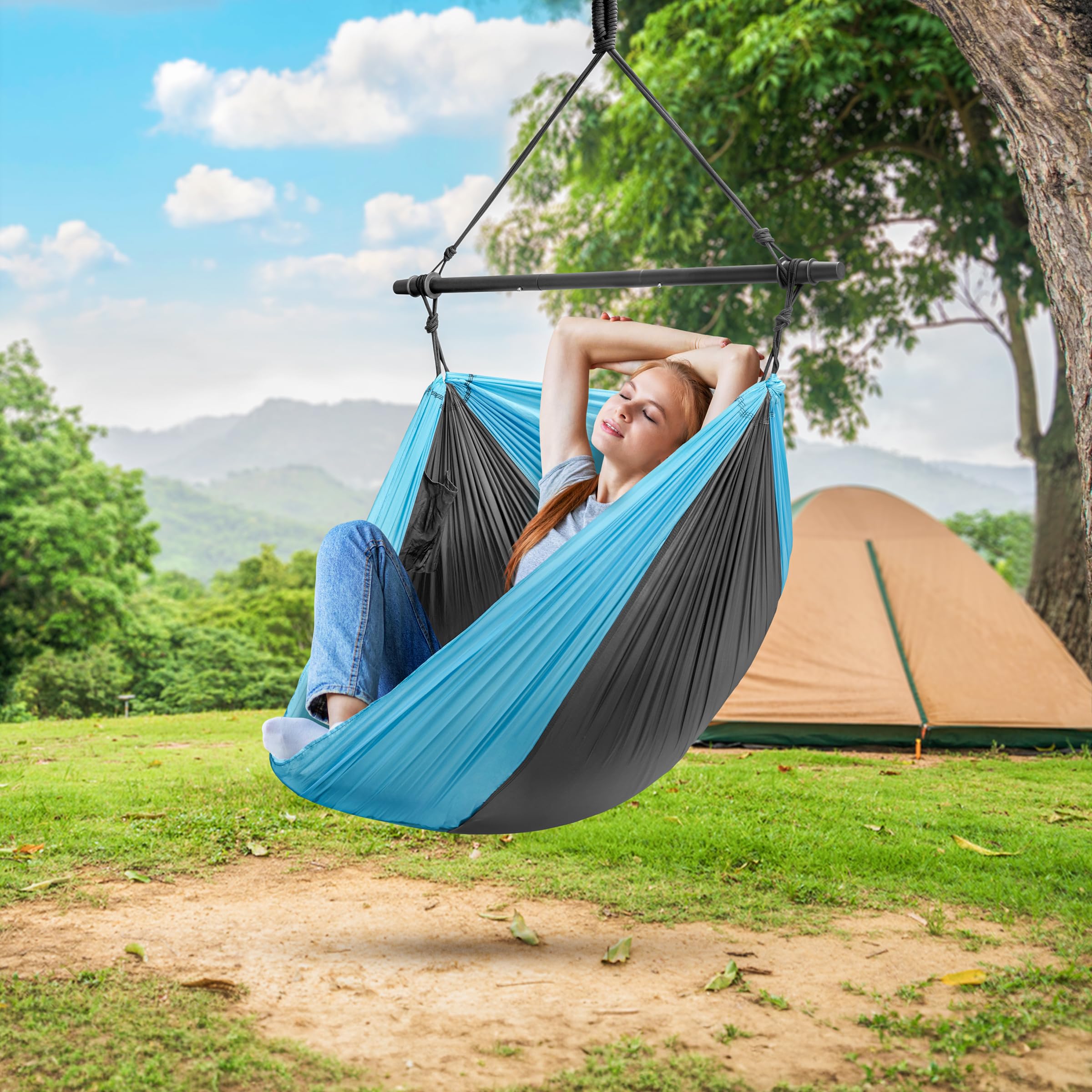 Sorbus Hanging Hammock Chair - Tree Pod Sensory Swing - Outdoor Camping Cacoon Chair - Collapsible and Lightweight Swings - Swinging Rocker Chairs for Camp, Travel, Hiking, Tent, Porch (500 lb Max) - Image 3